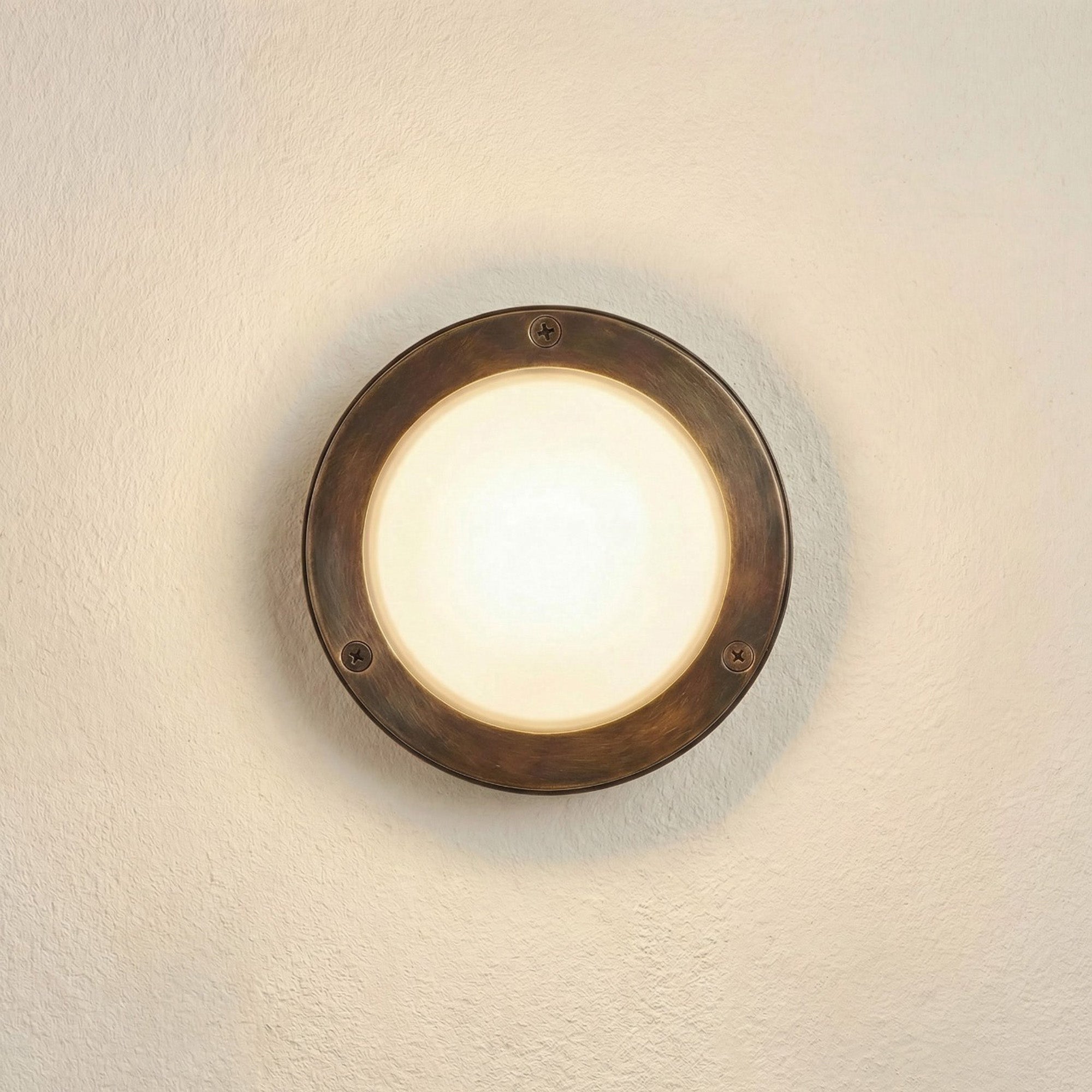 Navigator Marina Circular Bulkhead wall light - Antique Brass