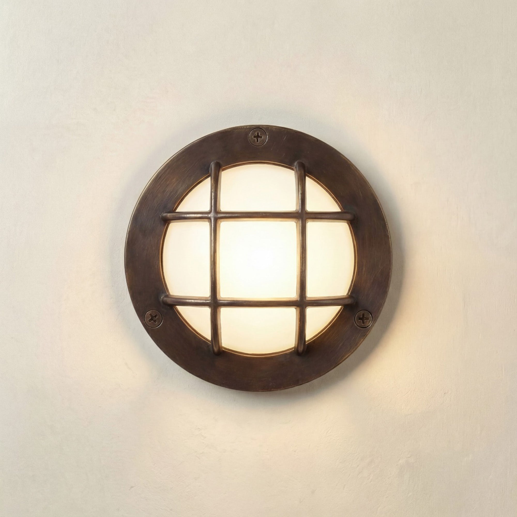 Navigator Marina Guard Circular Bulkhead Wall Light - Antique Brass