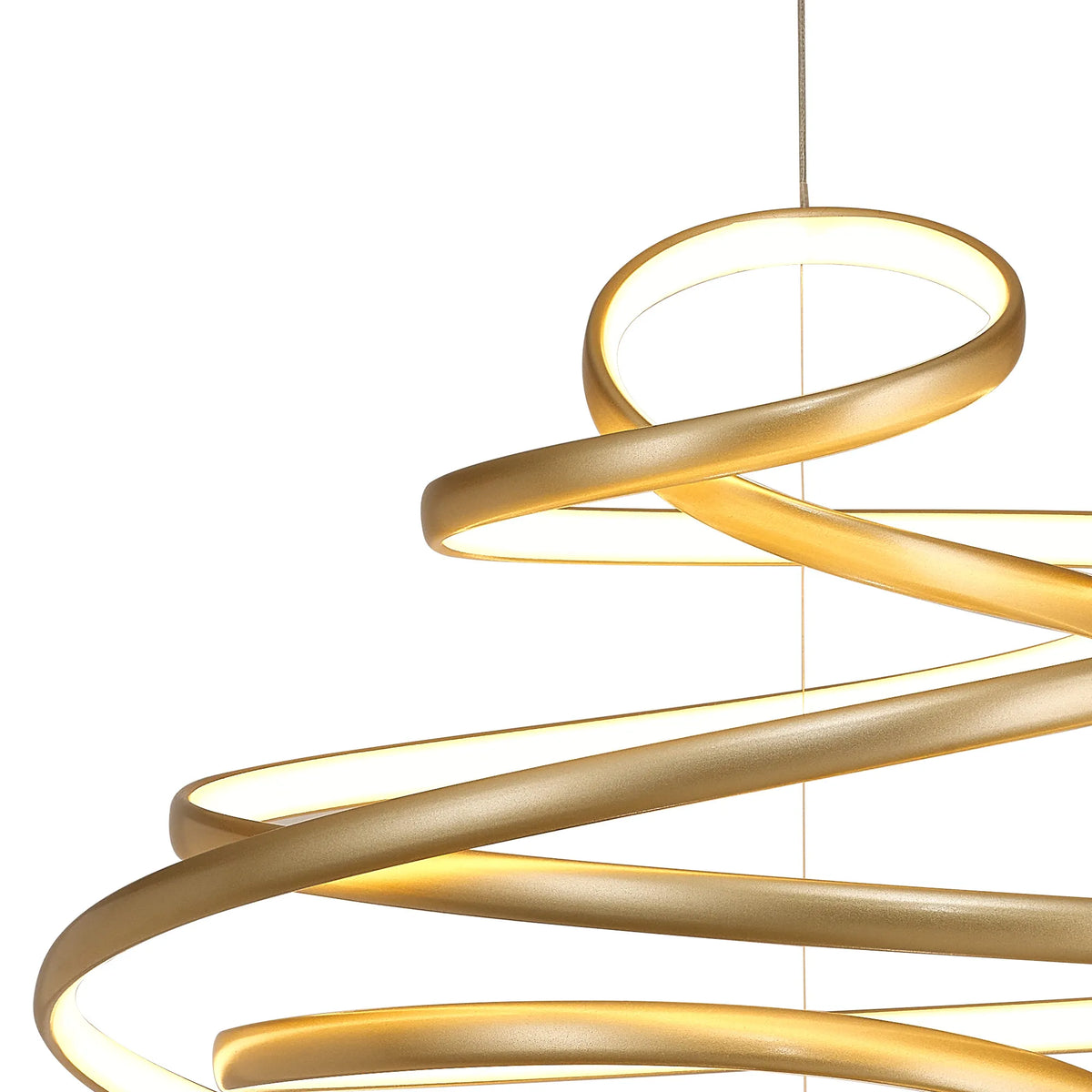 Fabula Bluebell Triac Dimmable Looped Spiral Pendant Light – 55 cm – Champagne Gold