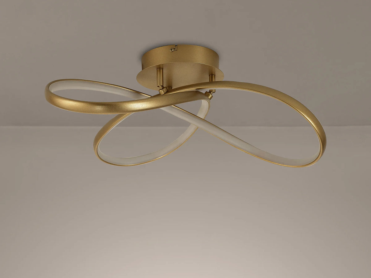 Fabula Bluebell Triac Dimmable Looped Flush Ceiling Light – 60 cm – Champagne Gold