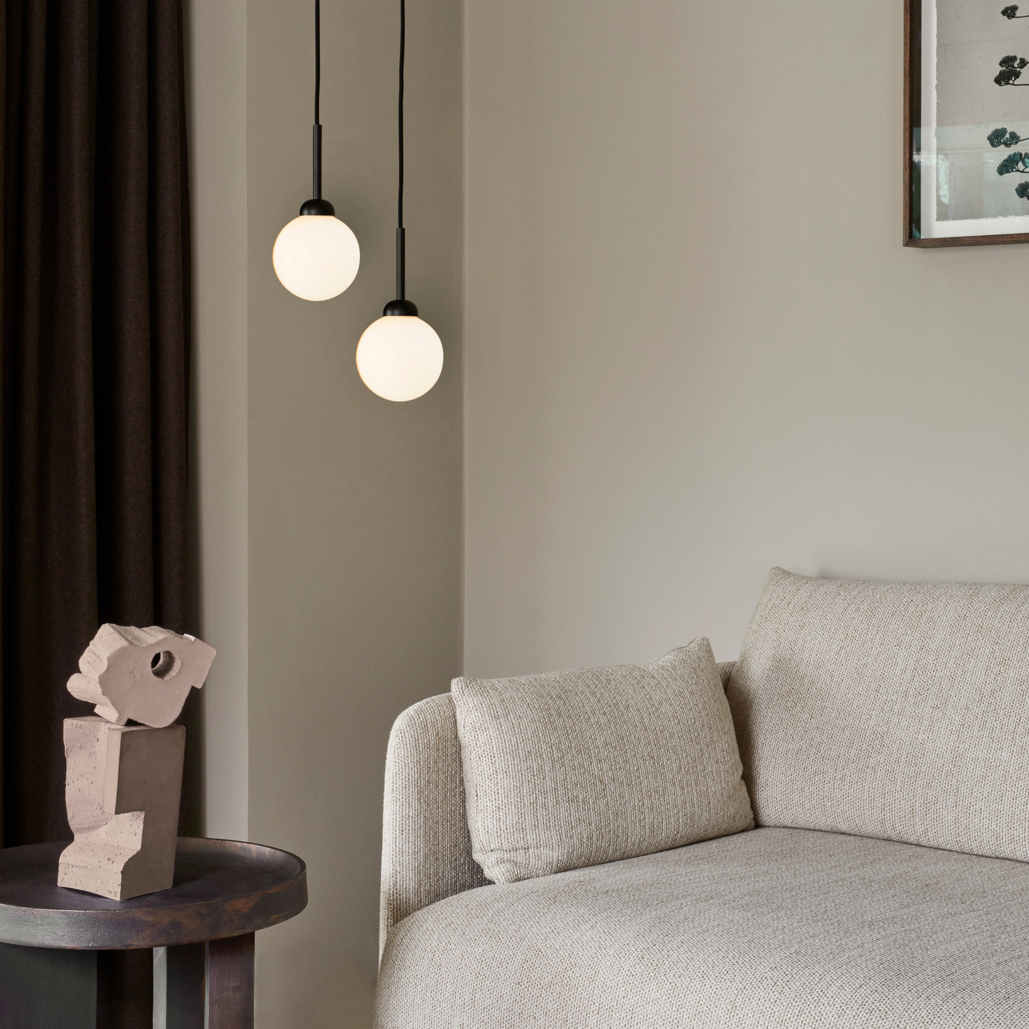 Nuura Apiales 1 Light Pendant - Satin Black & Opal Glass