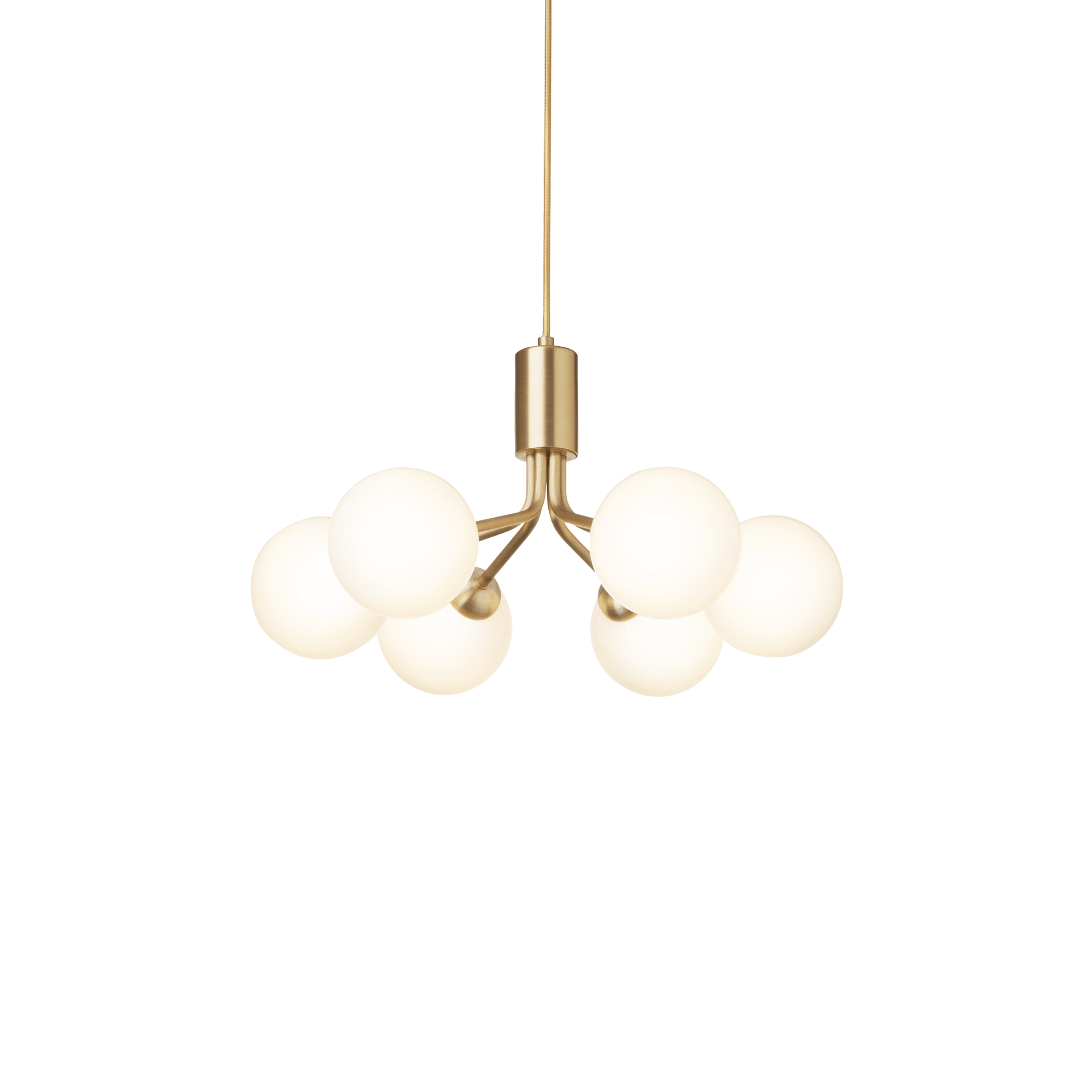Nuura Apiales 6 Light Chandelier - Brushed Brass & Opal Glass