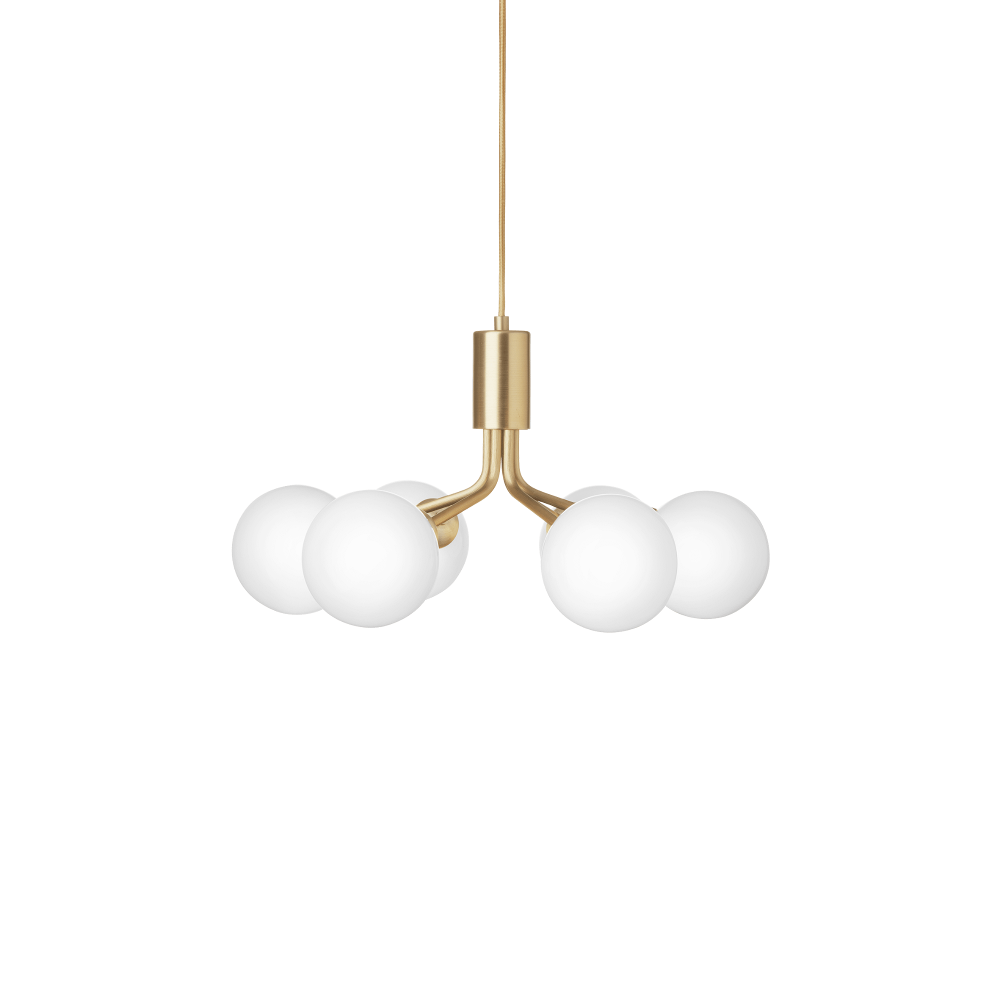 Nuura Apiales 6 Light Chandelier - Brushed Brass & Opal Glass