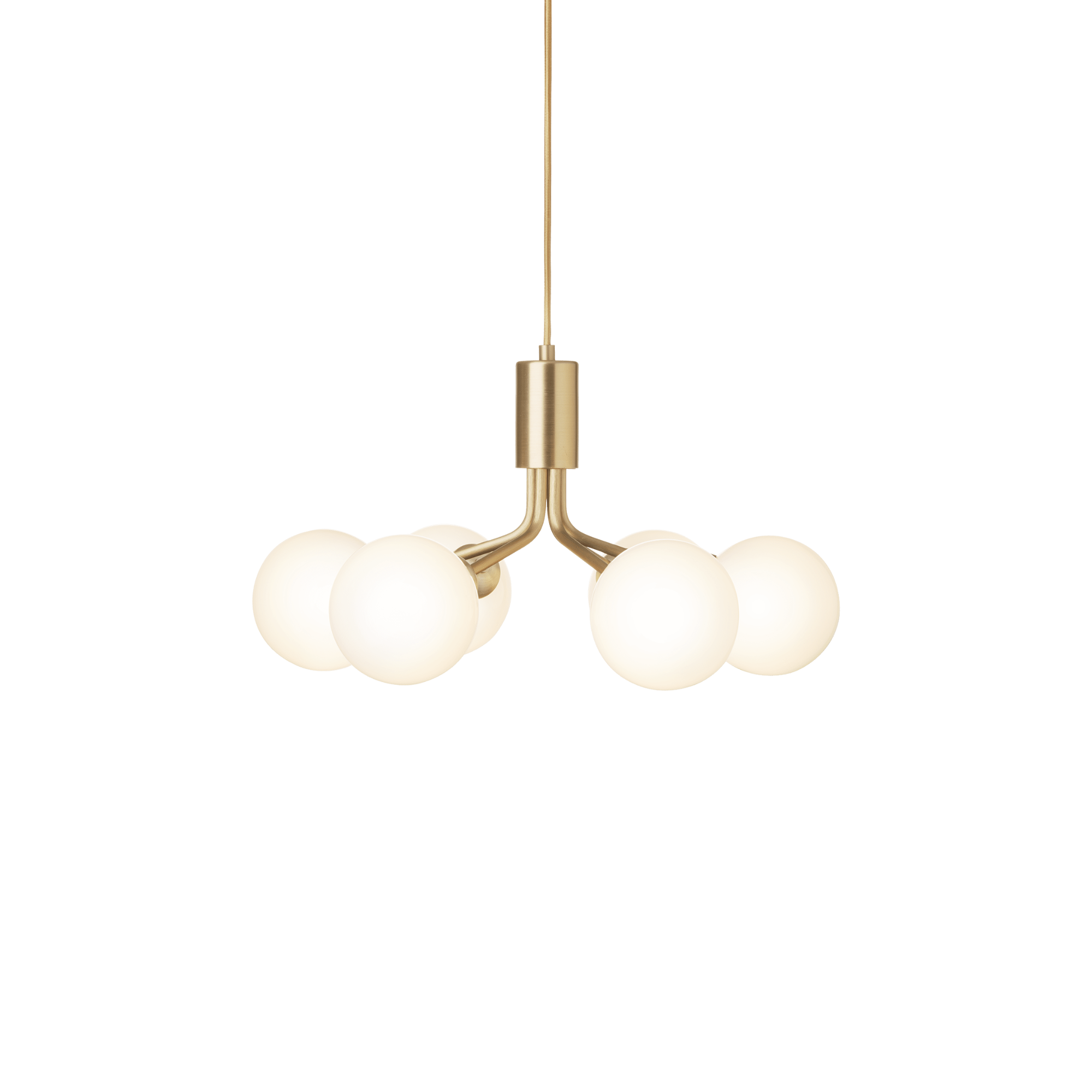 Nuura Apiales 6 Light Chandelier - Brushed Brass & Opal Glass