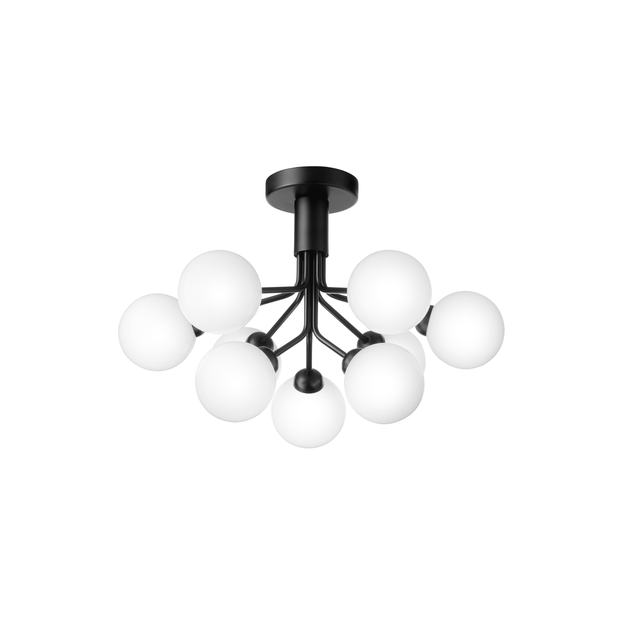 Nuura Apiales 9 Light Ceiling Light - Satin Black & Opal Glass