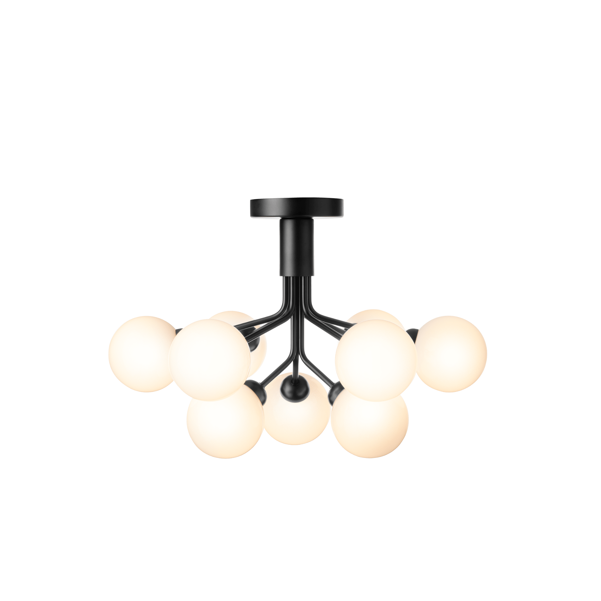 Nuura Apiales 9 Light Ceiling Light - Satin Black & Opal Glass