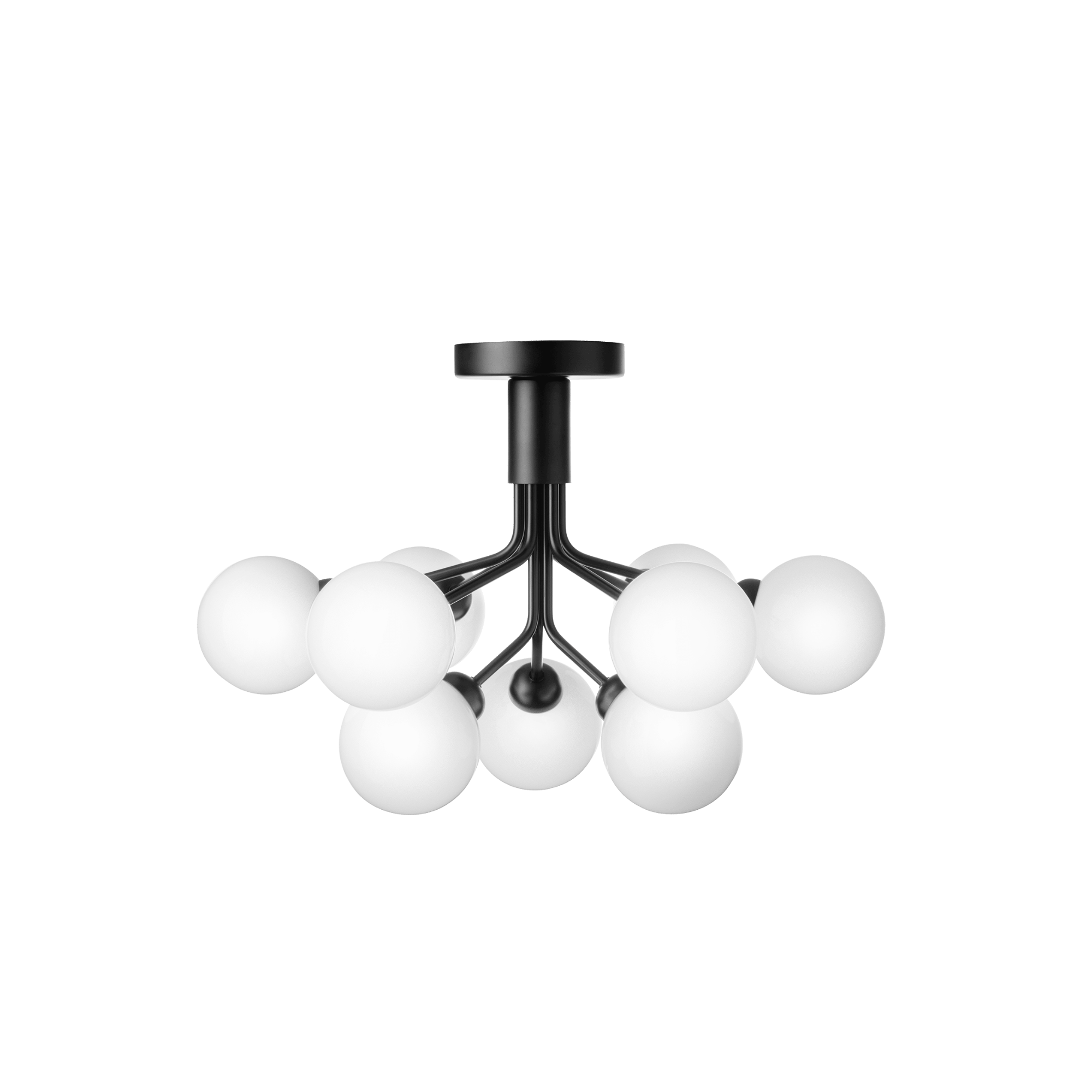 Nuura Apiales 9 Light Ceiling Light - Satin Black & Opal Glass