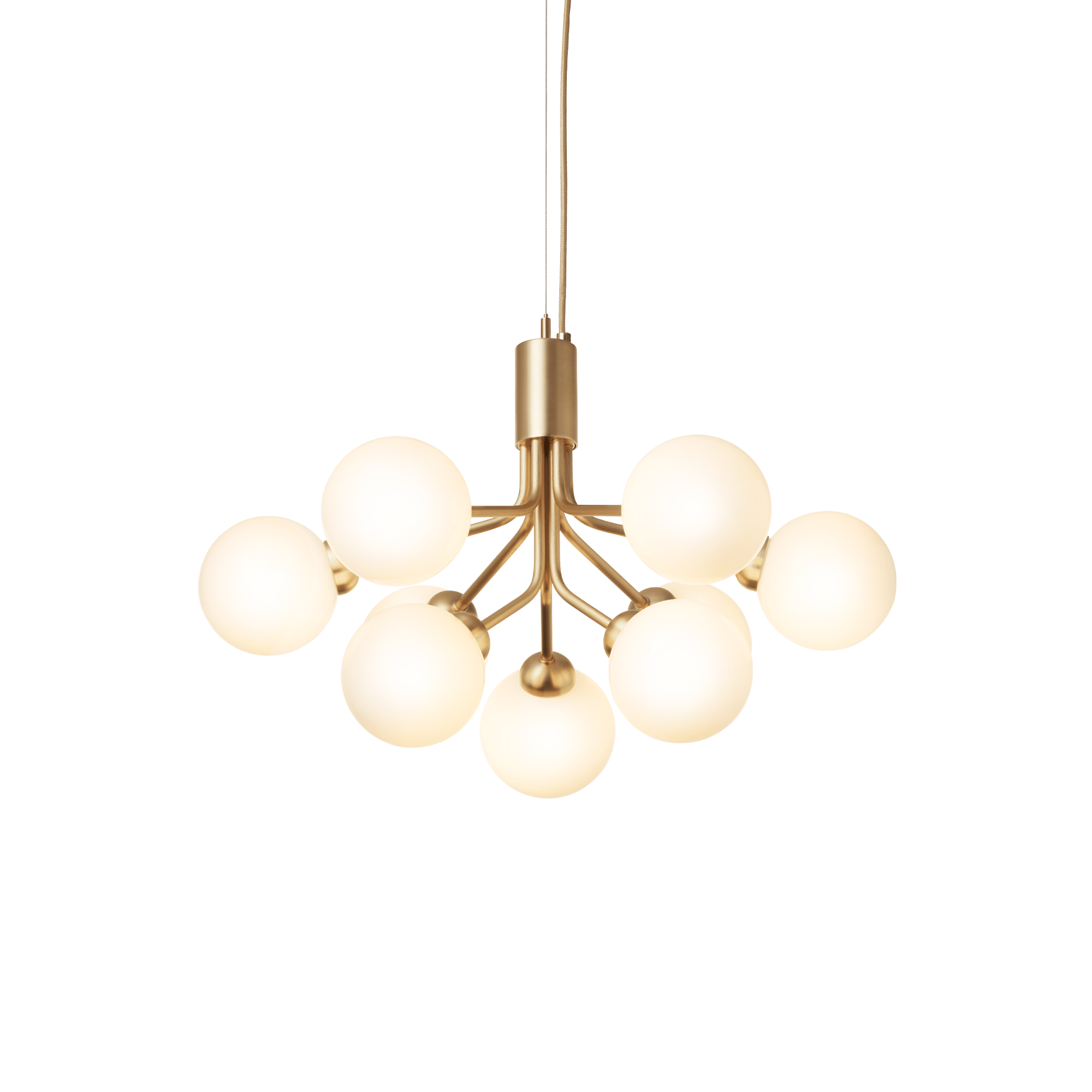 Nuura Apiales 9 Light Chandelier - Brushed Brass & Opal Glass