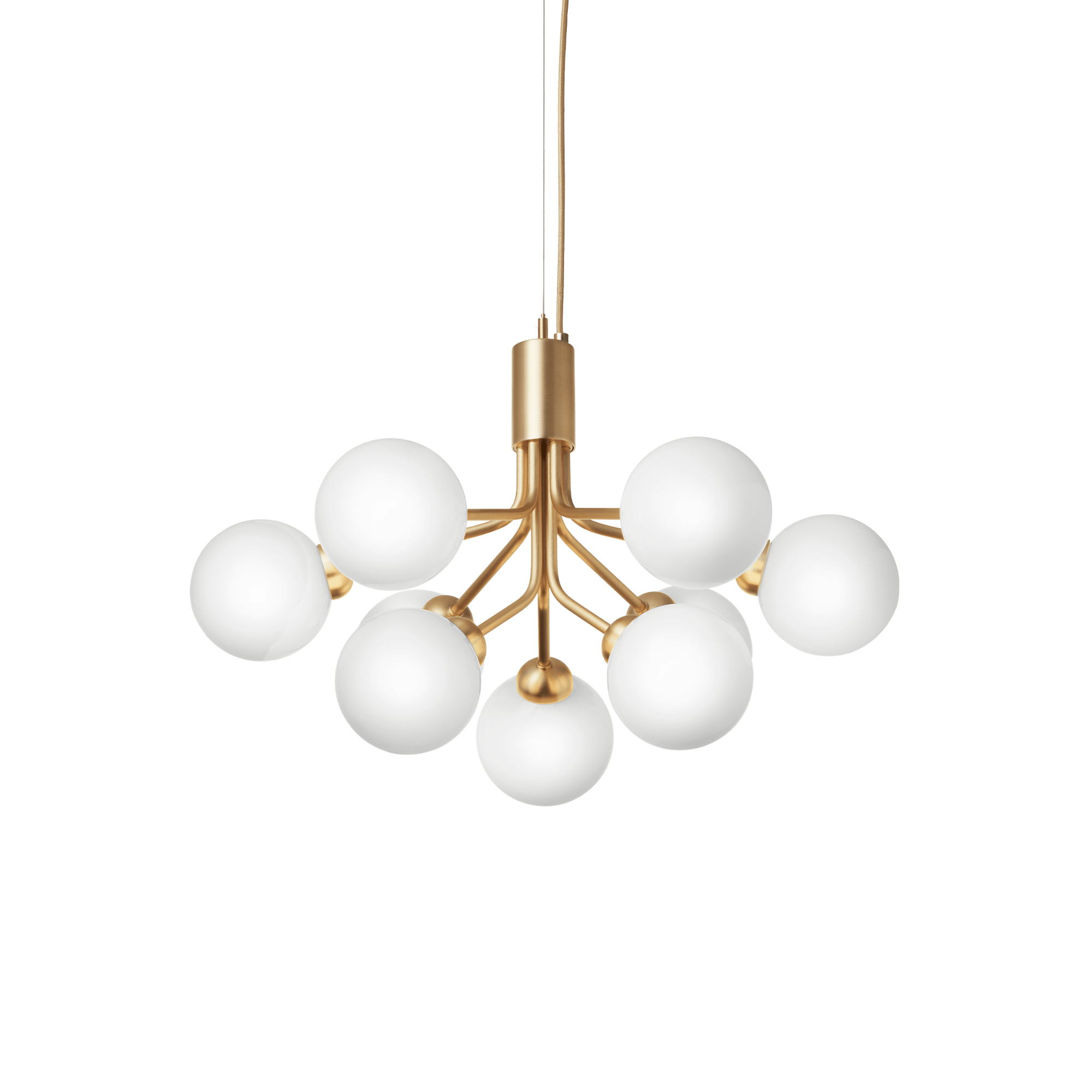 Nuura Apiales 9 Light Chandelier - Brushed Brass & Opal Glass