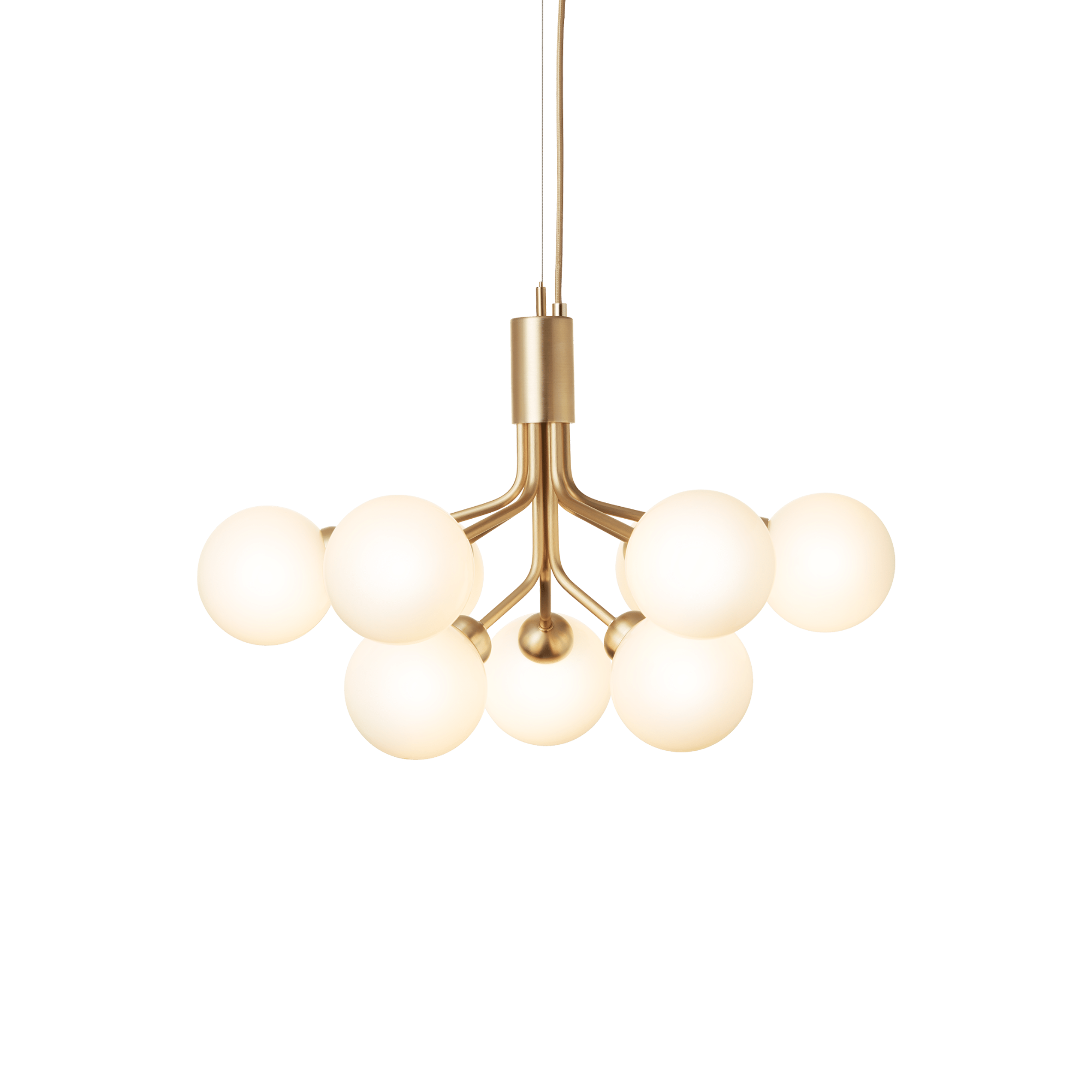 Nuura Apiales 9 Light Chandelier - Brushed Brass & Opal Glass