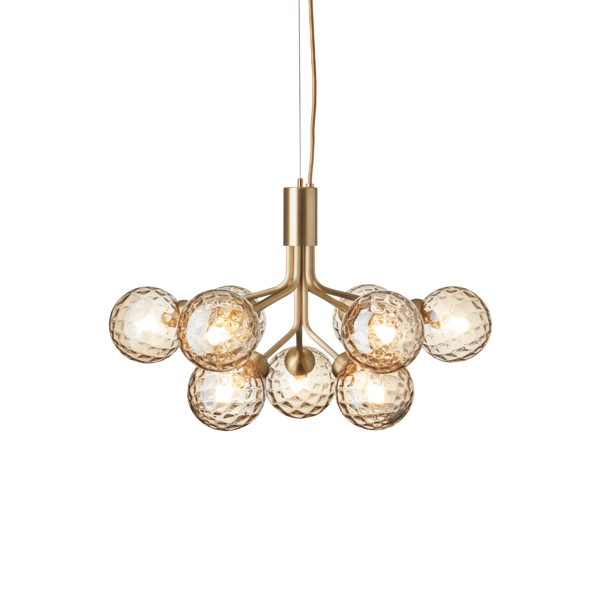 Nuura Apiales 9 Light Chandelier - Brushed Brass & Optic Gold Glass