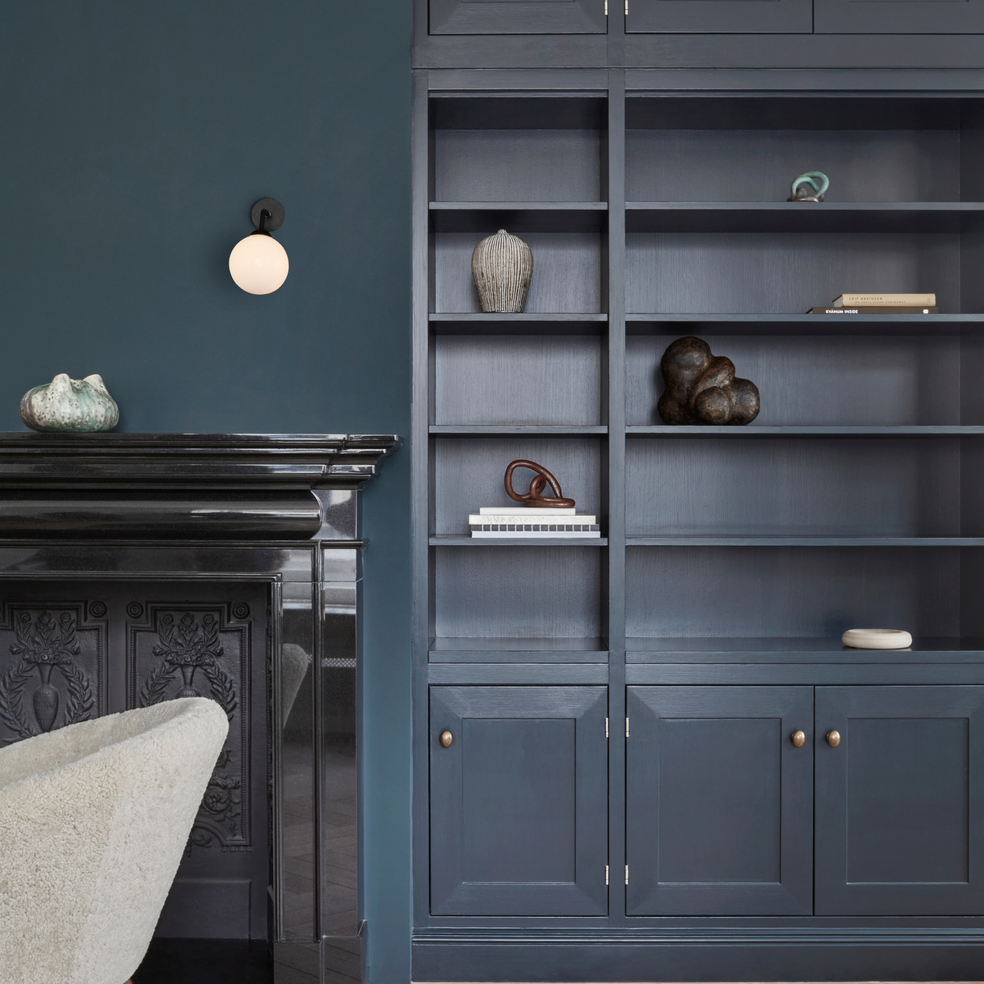 Nuura Apiales Hard-Wired Wall Light - Satin Black & Opal Glass