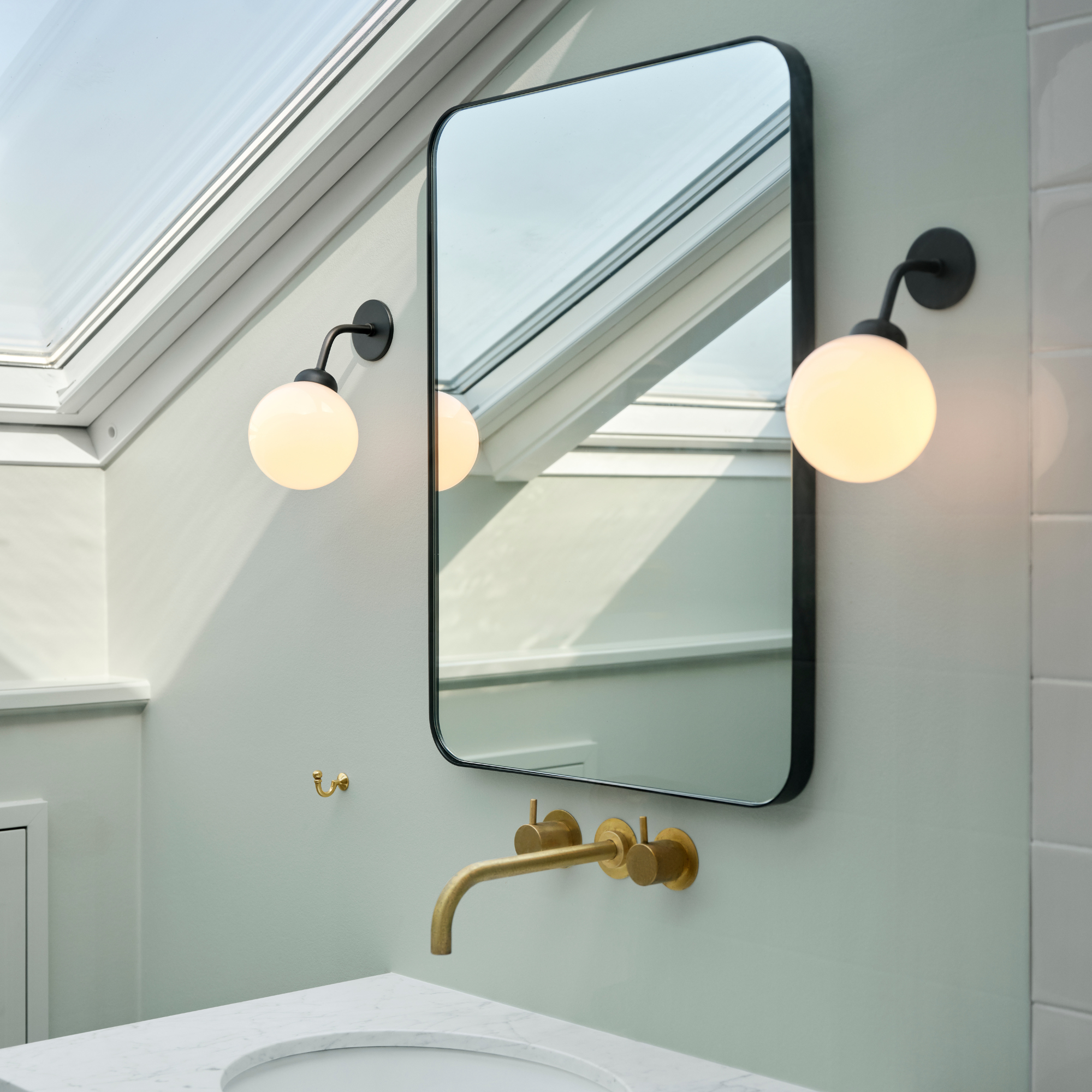 Nuura Apiales Hard-Wired Wall Light - Satin Black & Opal Glass