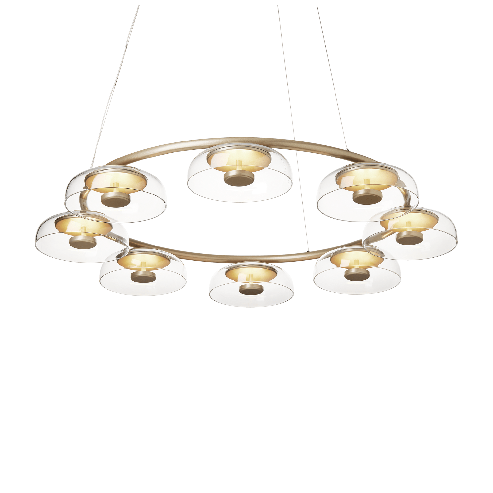Nuura Blossi 8 Light Chandelier - Nordic Gold & Clear Glass