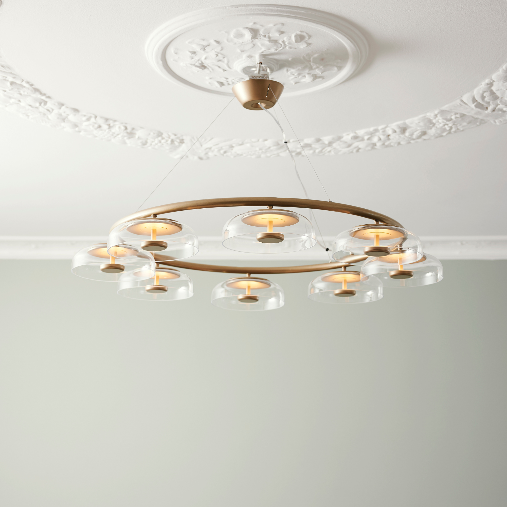 Nuura Blossi 8 Light Chandelier - Nordic Gold & Clear Glass