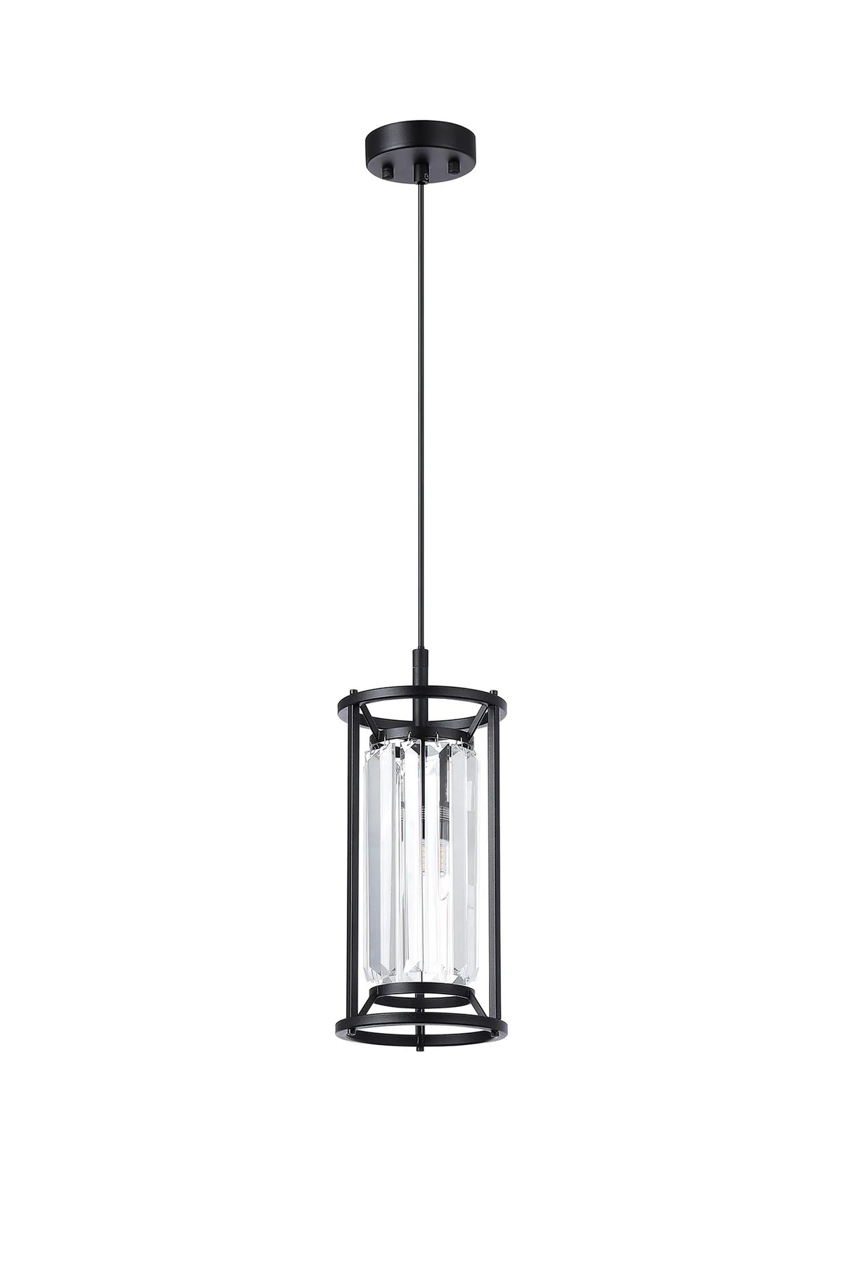 Fabula Oakhurst IP /Semi Flush Pendant Light – 15 cm – Satin Black & Clear Crystal – IP44