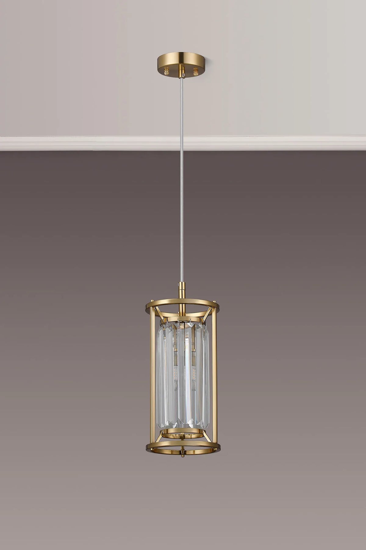Fabula Oakhurst IP /Semi Flush Pendant Light – 15 cm – Gold & Clear Crystal – IP44