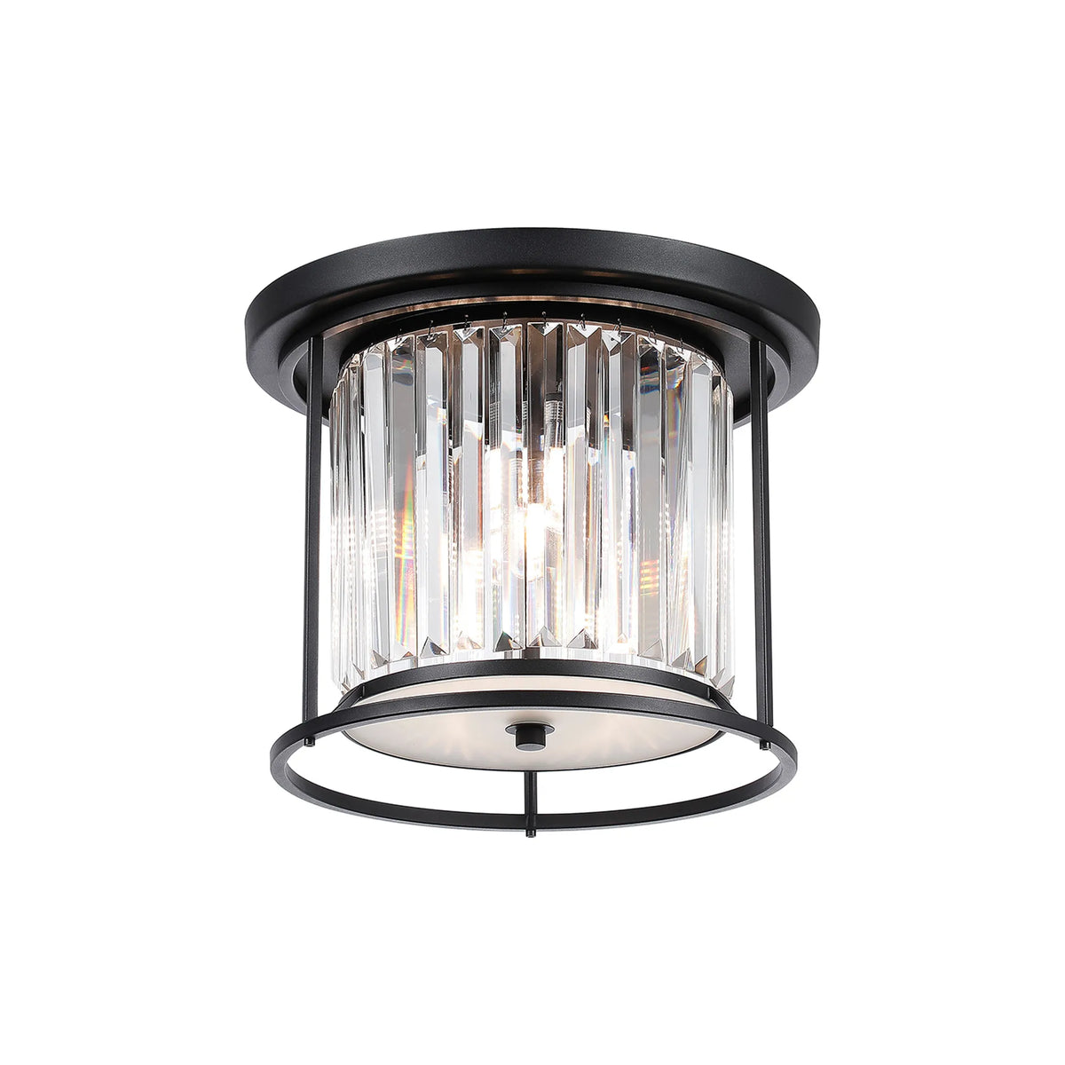 Fabula Oakhurst IP Ceiling Light – 36 cm – Satin Black & Clear Crystal – IP44 36 cm