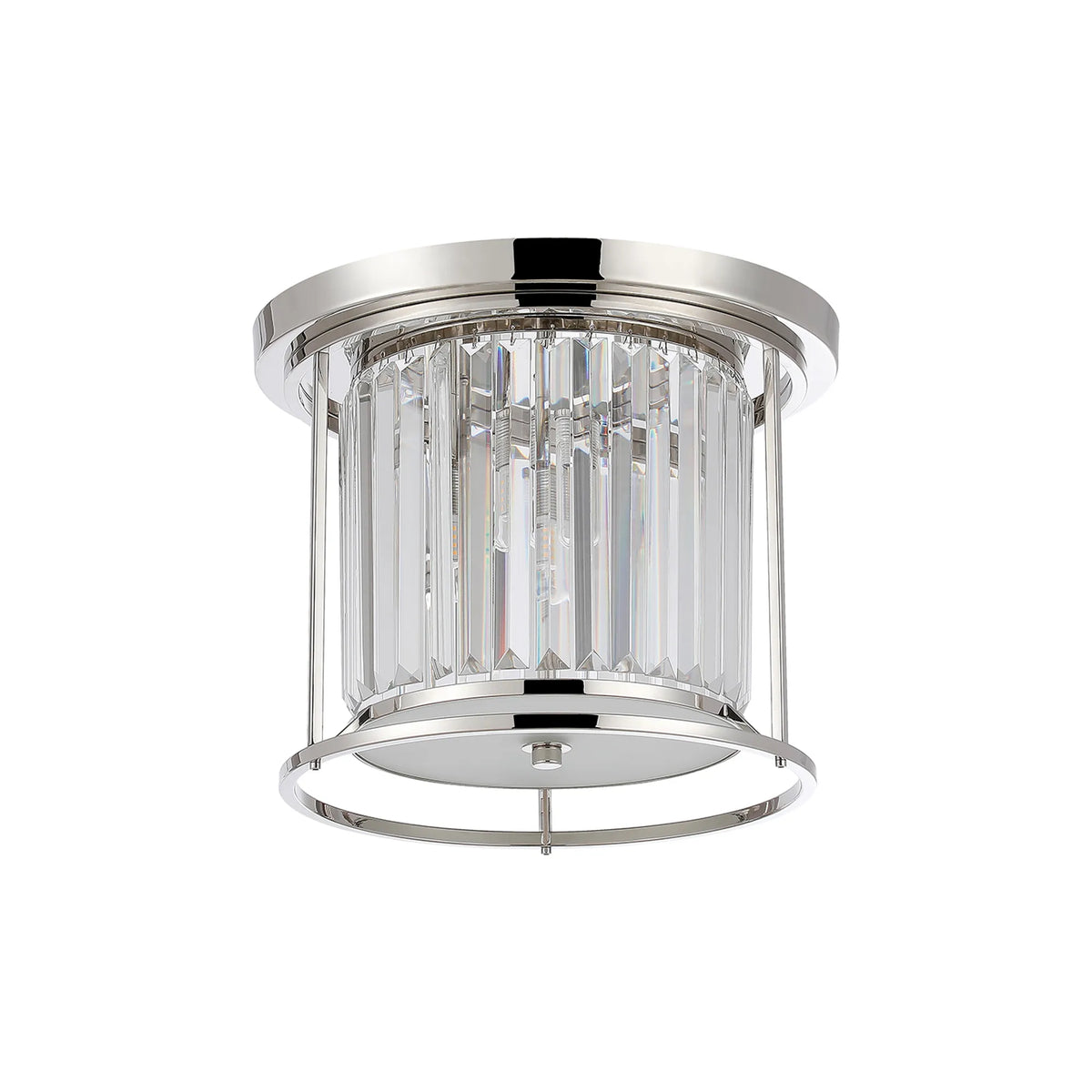 Fabula Oakhurst IP Ceiling Light – 36 cm – Polished Nickel & Clear Crystal – IP44