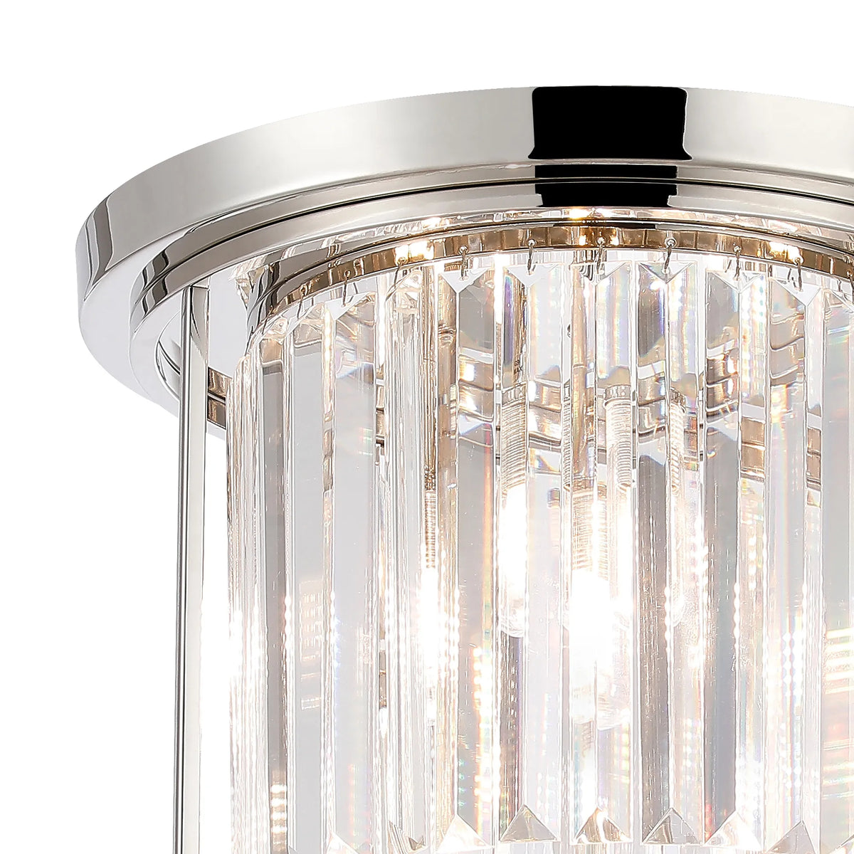 Fabula Oakhurst IP Ceiling Light – 36 cm – Polished Nickel & Clear Crystal – IP44