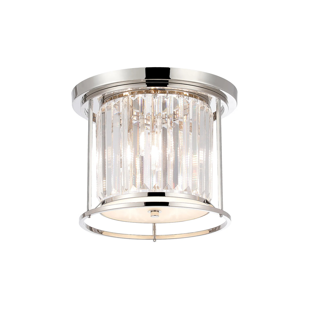 Fabula Oakhurst IP Ceiling Light – 36 cm – Polished Nickel & Clear Crystal – IP44 36 cm