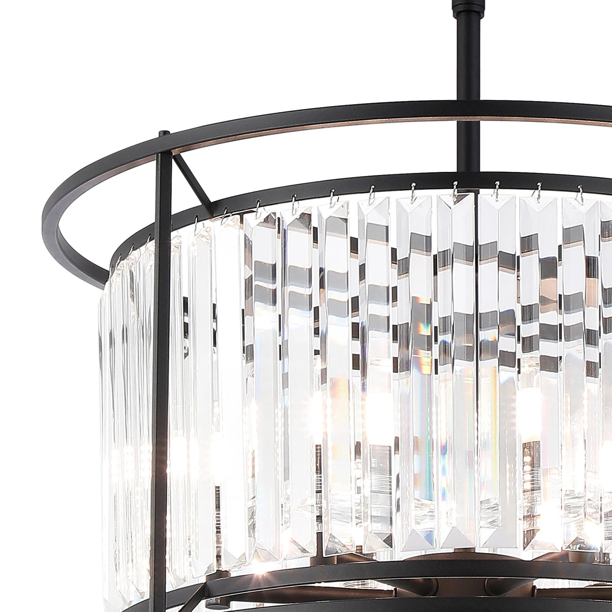 Fabula Oakhurst IP /Semi Convertible Pendant Light – Satin Black & Clear Crystal – IP44