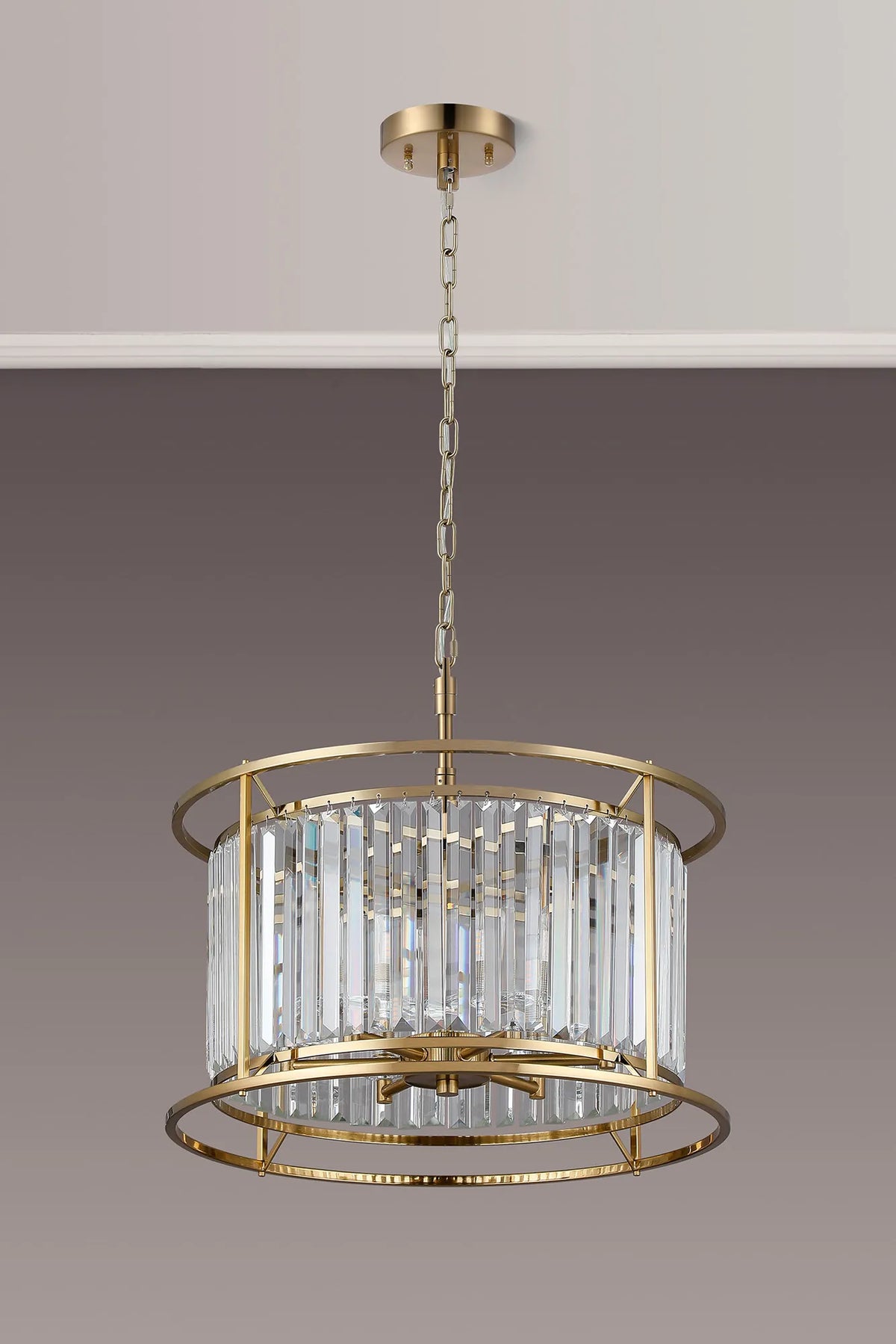 Fabula Oakhurst IP /Semi Convertible Pendant Light – Gold & Clear Crystal – IP44