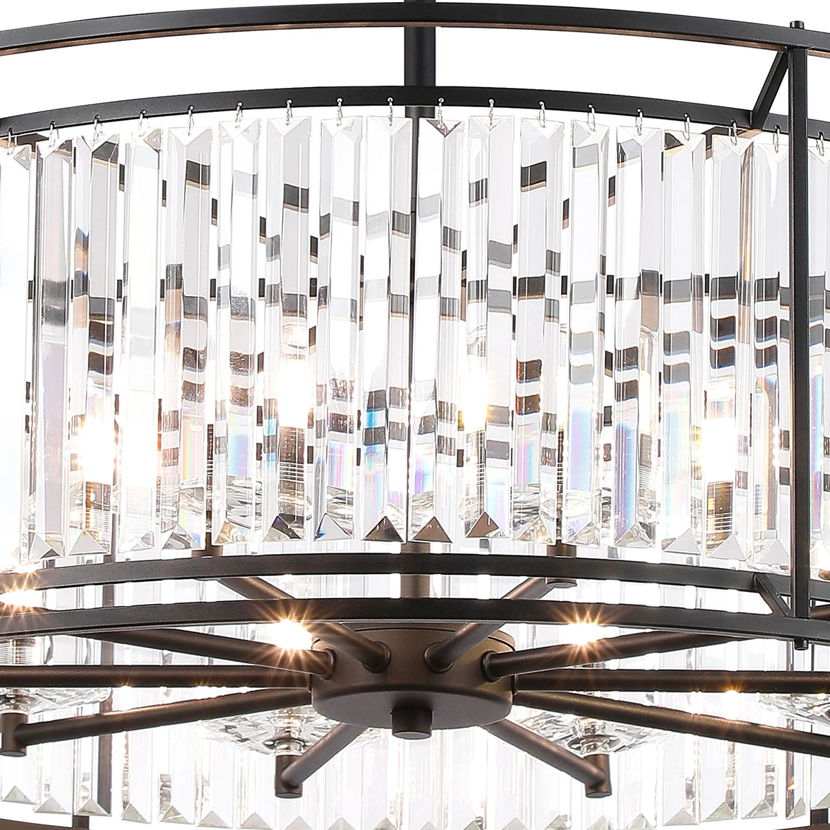Fabula Oakhurst IP /Semi Convertible Pendant Light – Satin Black & Clear Crystal – IP44