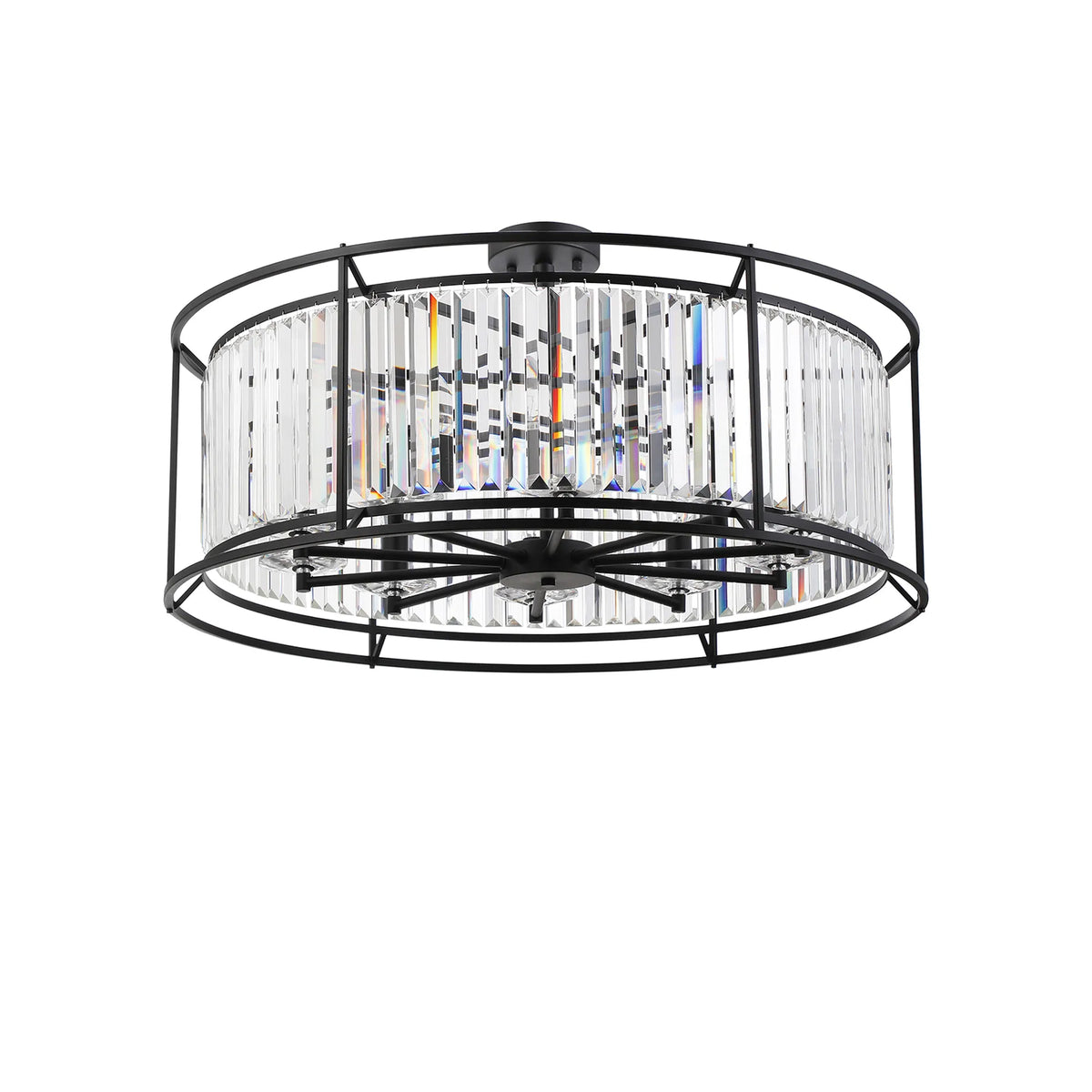 Fabula Oakhurst IP /Semi Convertible Pendant Light – Satin Black & Clear Crystal – IP44