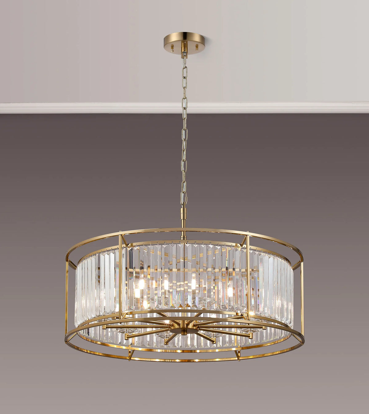 Fabula Oakhurst IP /Semi Convertible Pendant Light – Gold & Clear Crystal – IP44