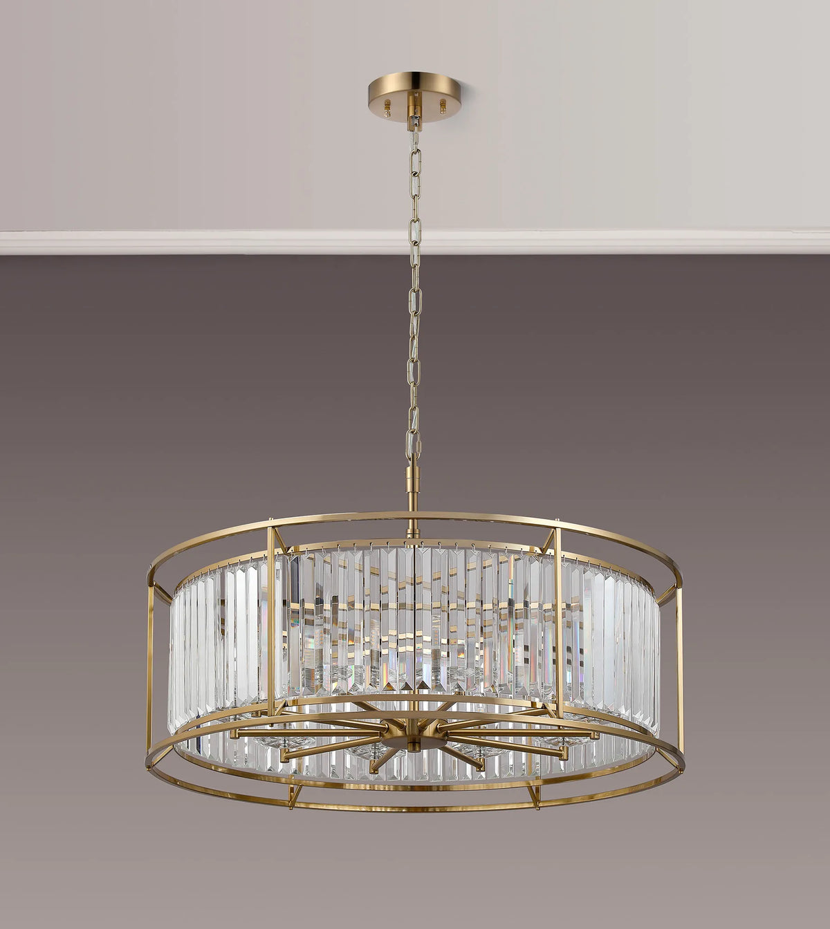 Fabula Oakhurst IP /Semi Convertible Pendant Light – Gold & Clear Crystal – IP44