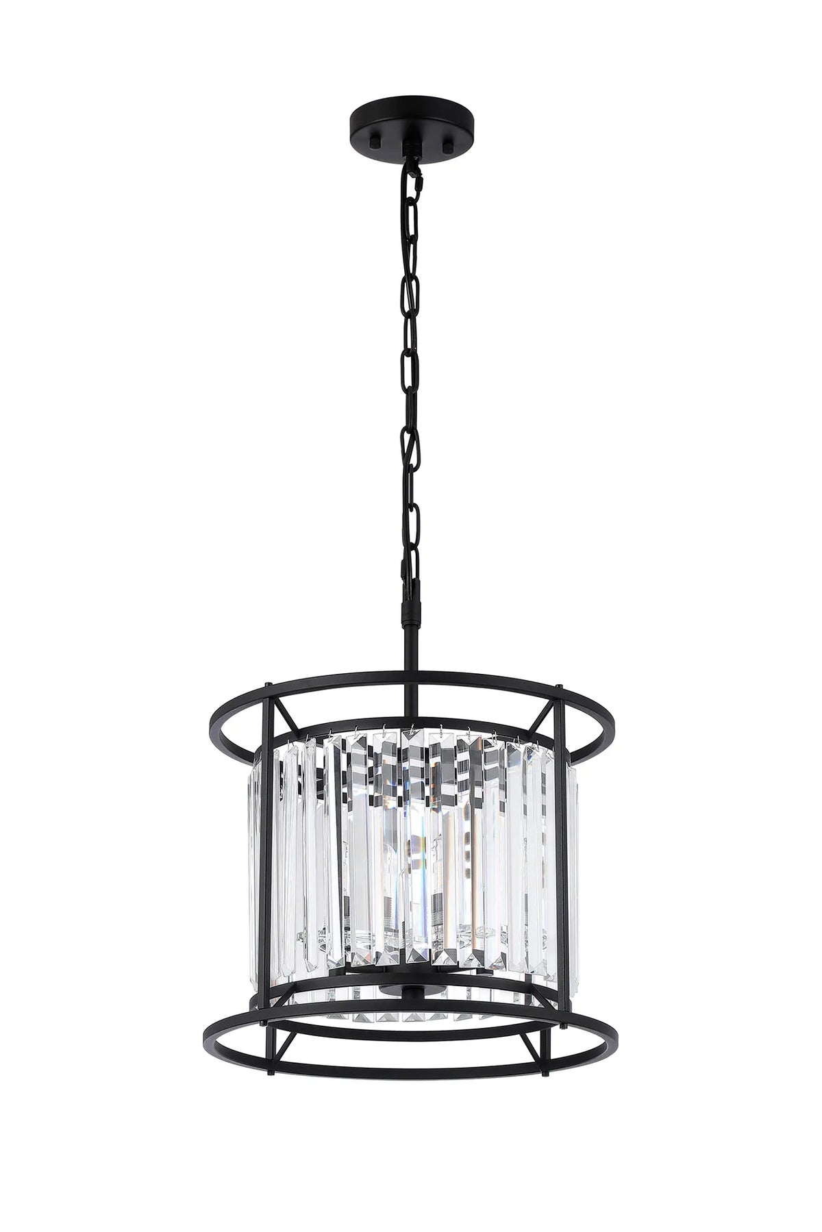 Fabula Oakhurst IP /Semi Convertible Pendant Light – Satin Black & Clear Crystal – IP44