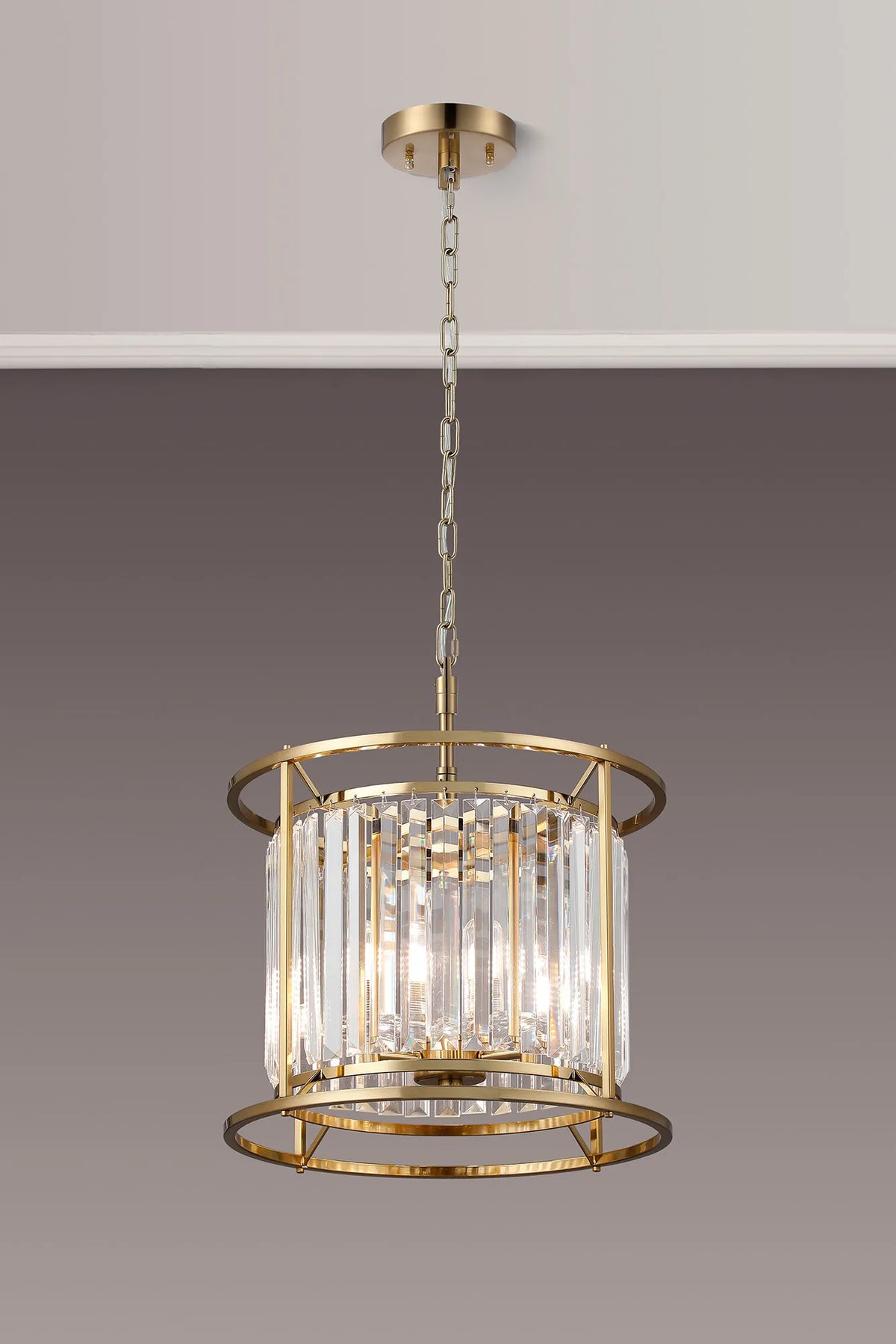 Fabula Oakhurst IP /Semi Convertible Pendant Light – Gold & Clear Crystal – IP44