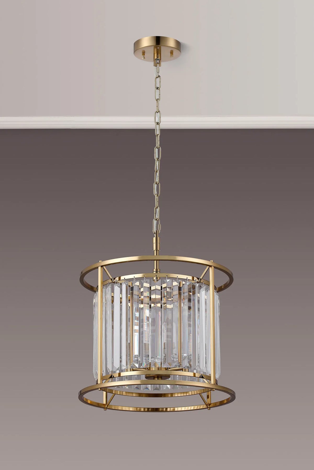 Fabula Oakhurst IP /Semi Convertible Pendant Light – Gold & Clear Crystal – IP44