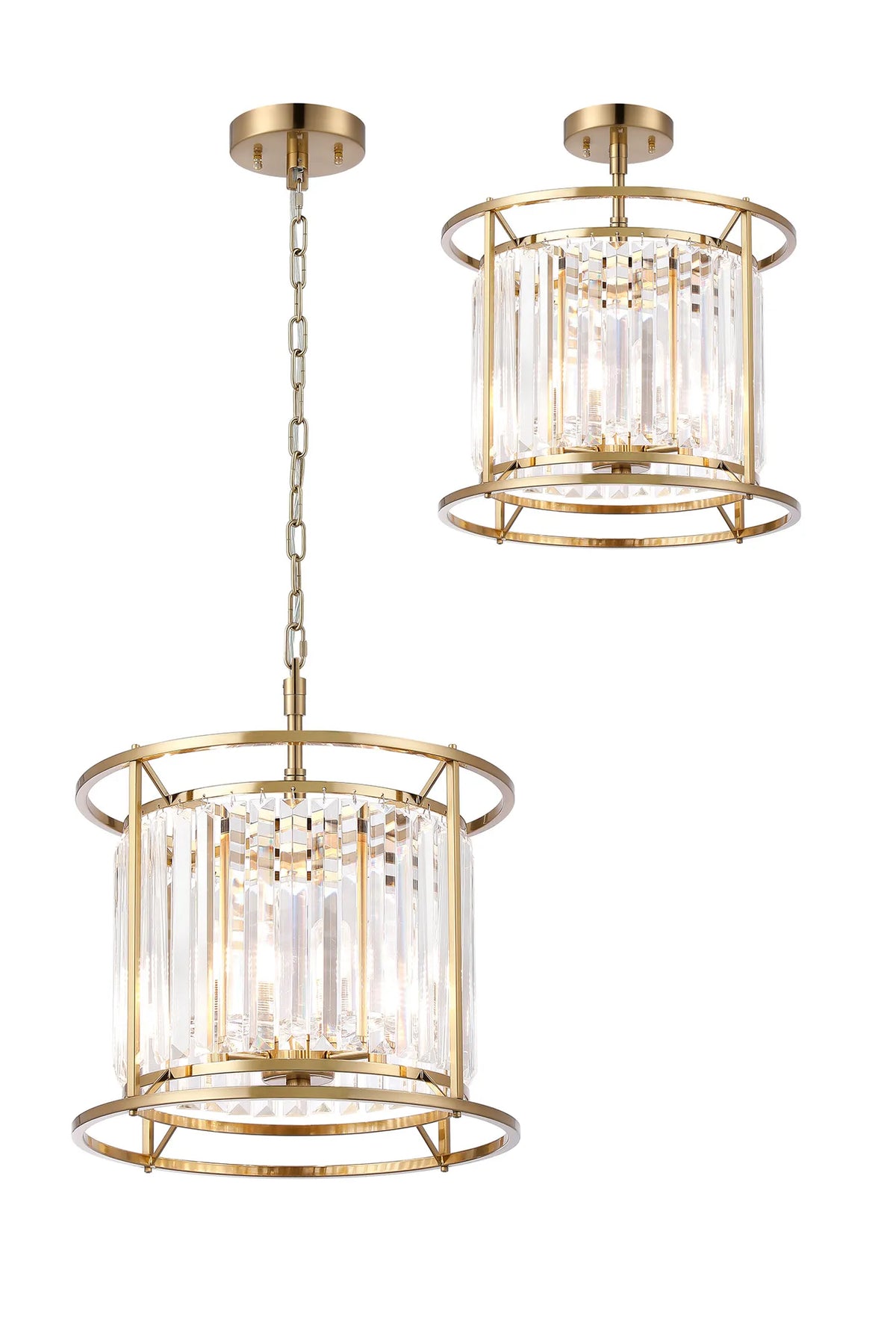 Fabula Oakhurst IP /Semi Convertible Pendant Light – Gold & Clear Crystal – IP44 36 cm