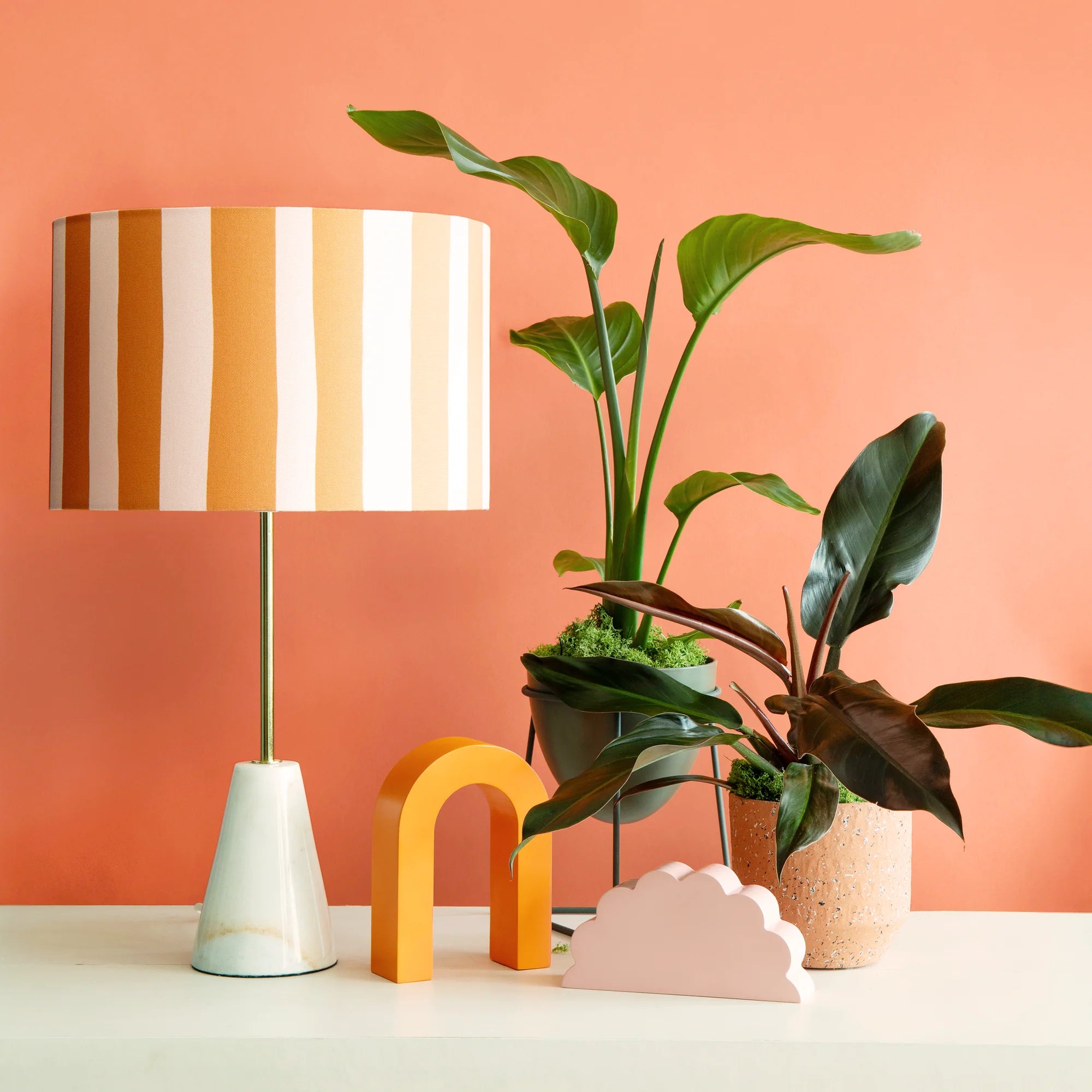 houseof. Small Stripe Print Shade - Peel Orange & White