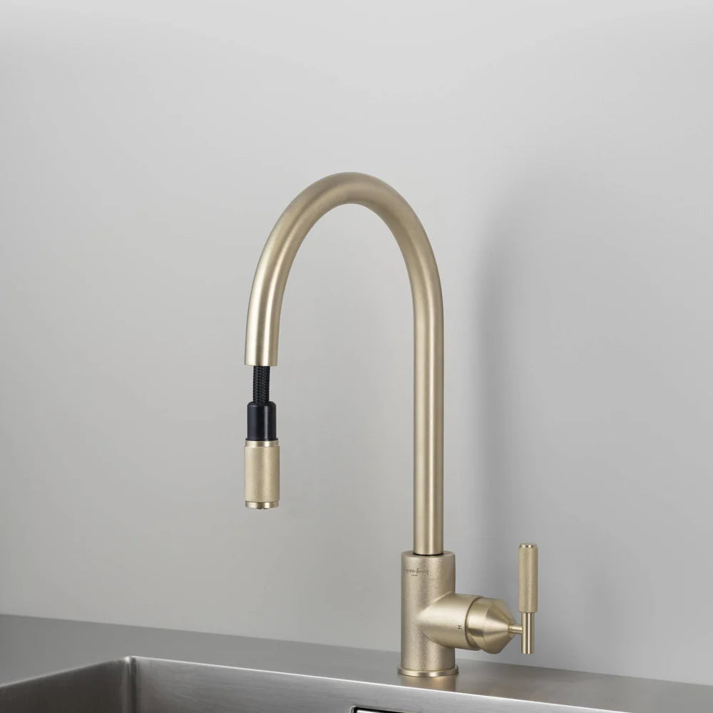 Buster + Punch UK Kitchen Tap Pull-Out Mixer - Cross Knurl