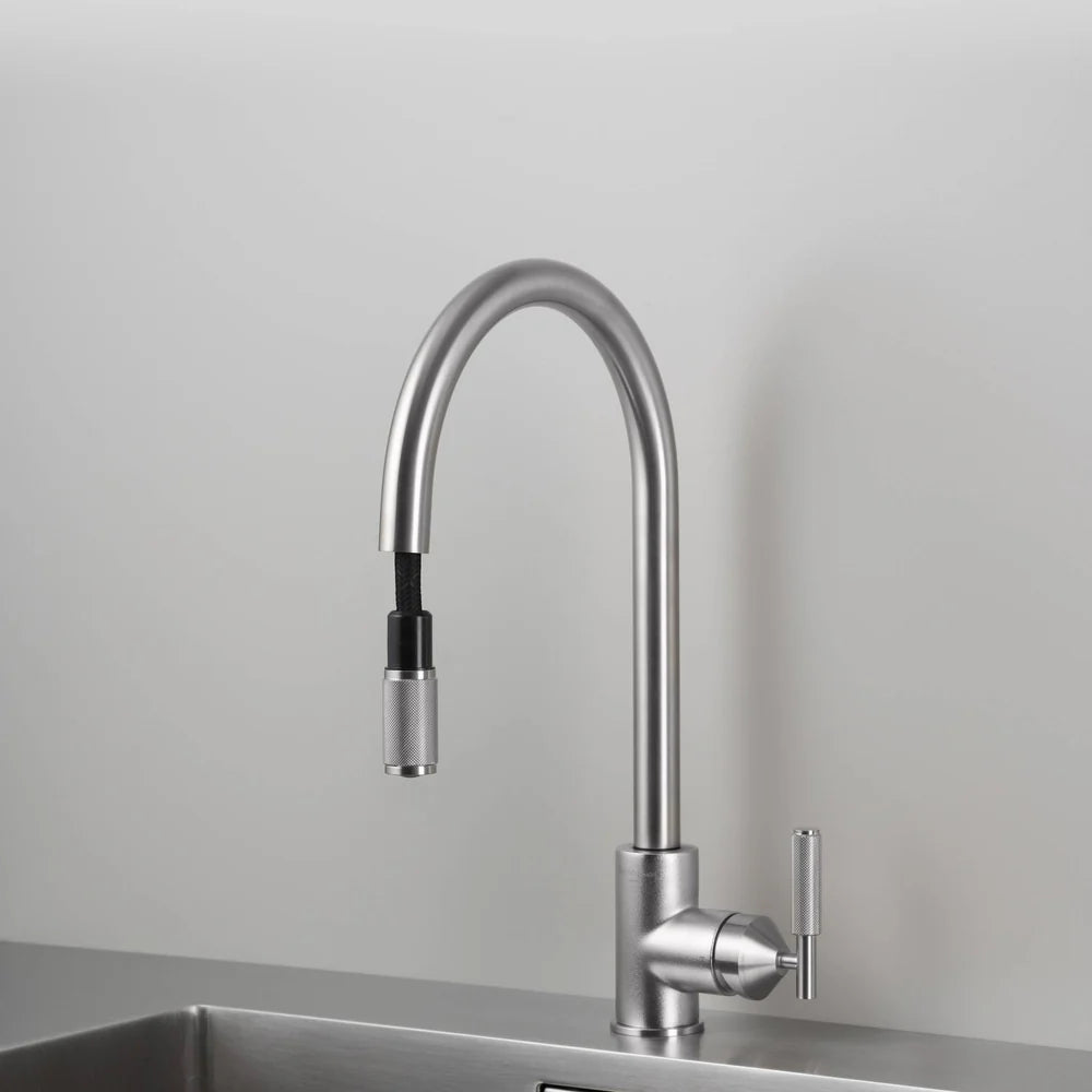 Buster + Punch UK Kitchen Tap Pull-Out Mixer - Cross Knurl
