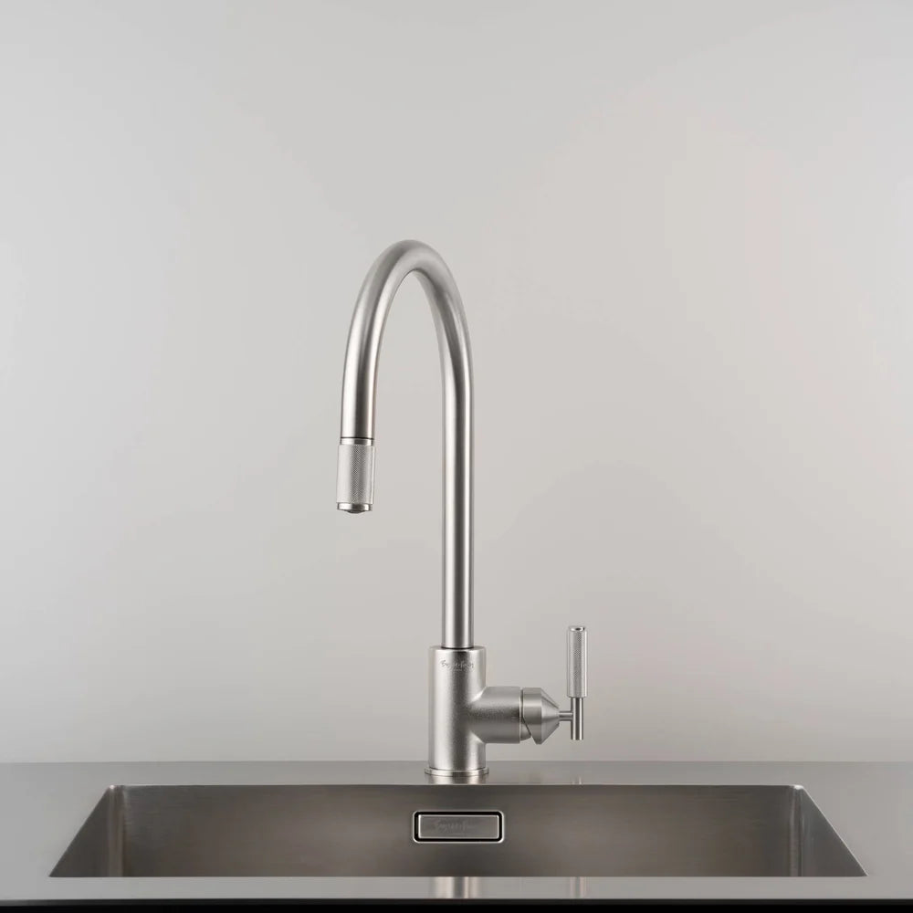 Buster + Punch UK Kitchen Tap Pull-Out Mixer - Cross Knurl