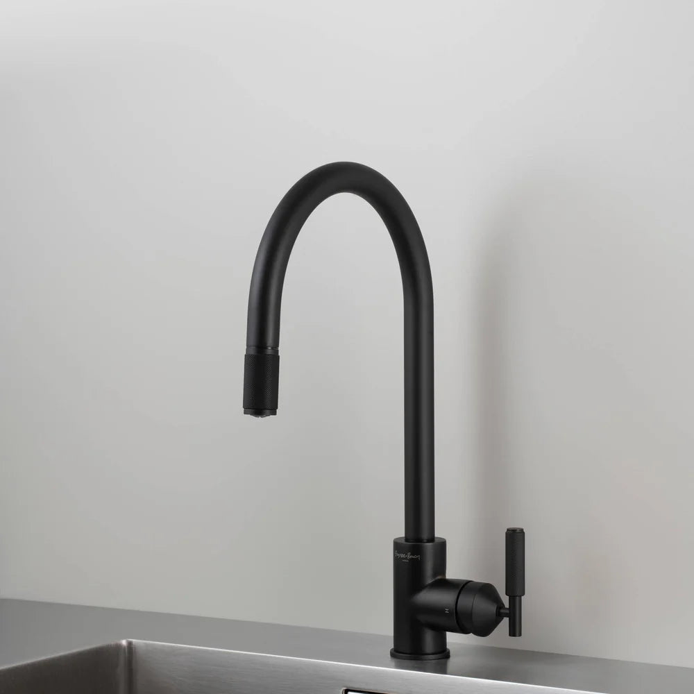 Buster + Punch UK Kitchen Tap Pull-Out Mixer - Cross Knurl