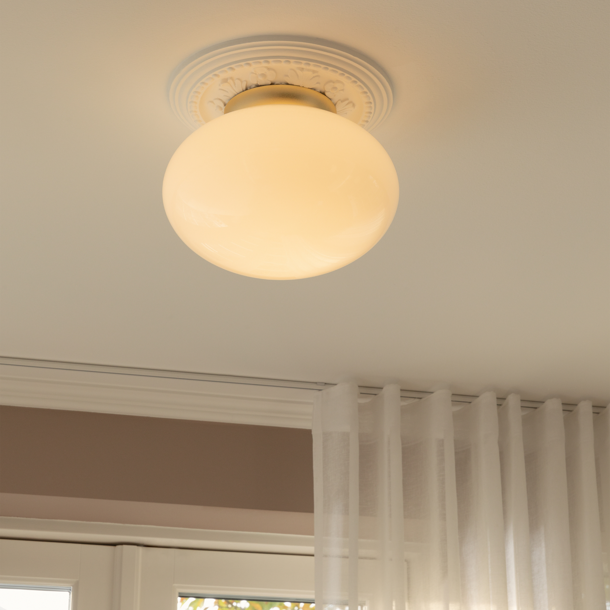 Nuura Rizzatto 301 Flush Light - Satin Brass & Opal Glass