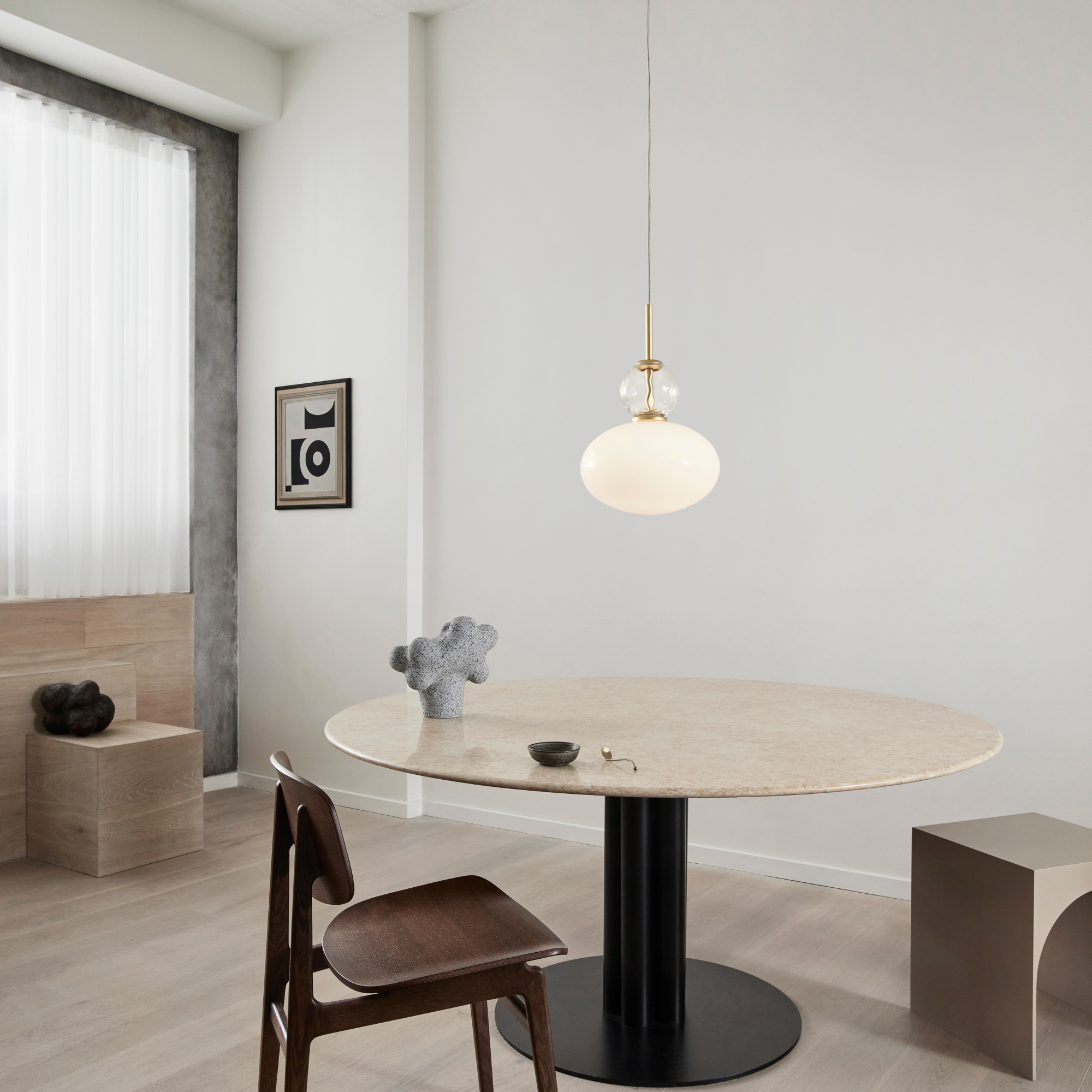 Nuura Rizzatto 32 Pendant - Satin Brass & Opal Glass