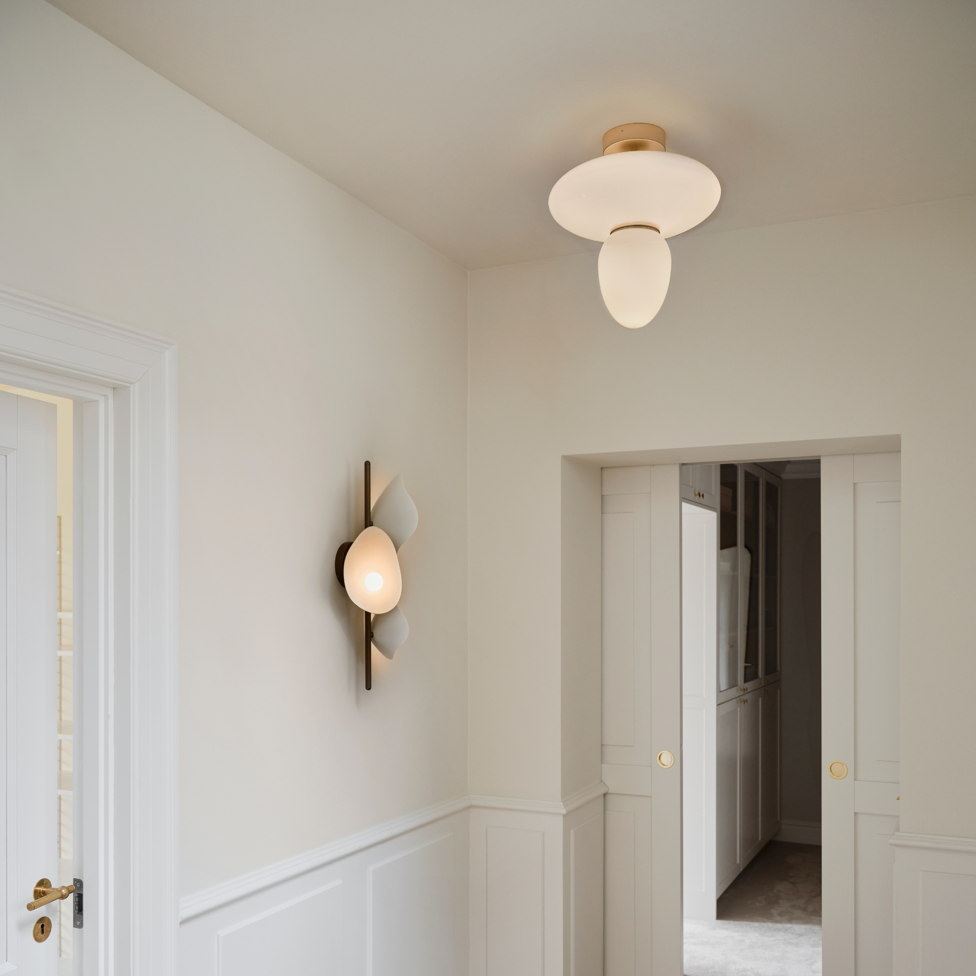 Nuura Rizzatto 42 Flush Light - Satin Brass & Opal Glass