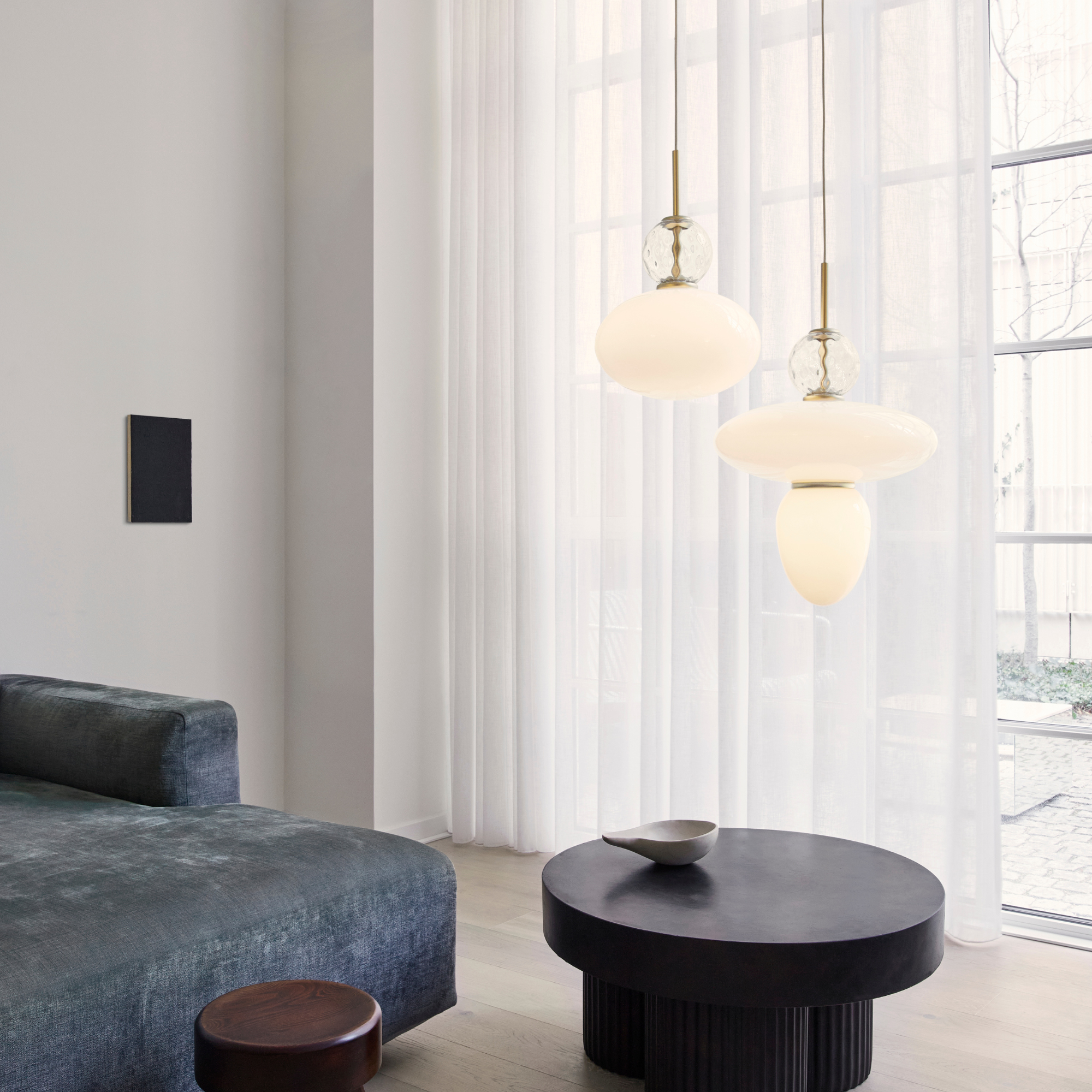 Nuura Rizzatto 43 Pendant - Satin Brass & Opal Glass