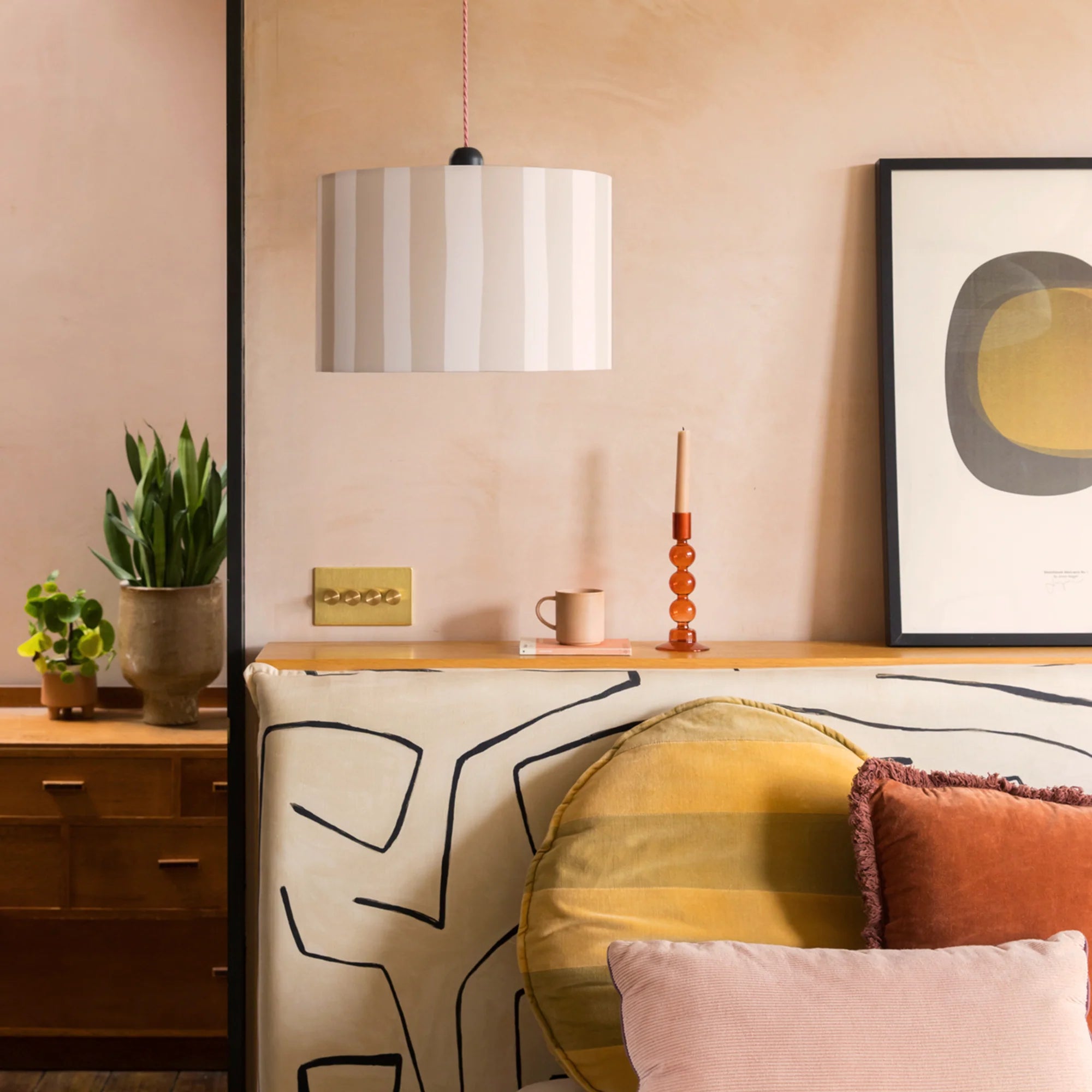 houseof. Small Stripe Print Shade - Sand & Marshmallow