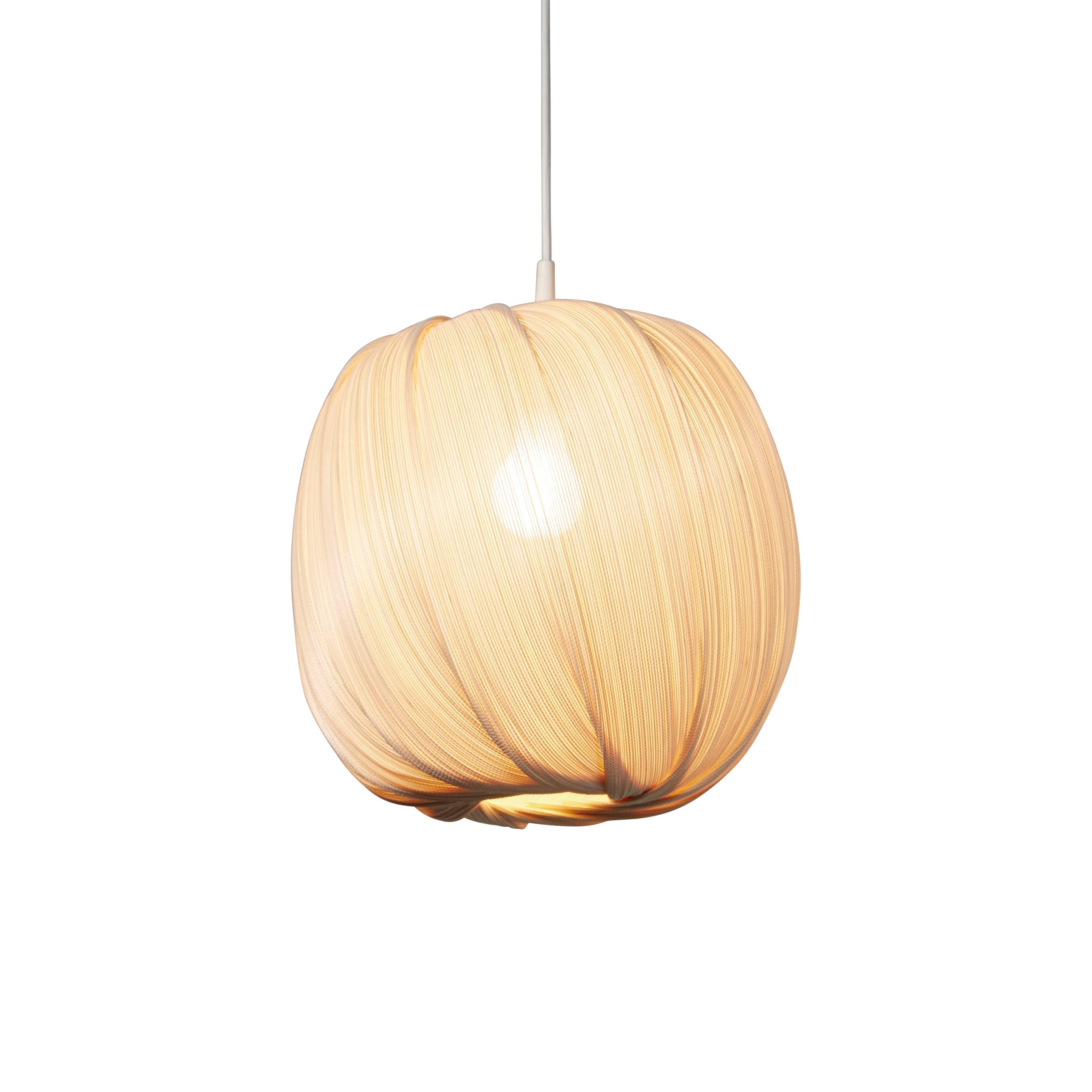 Searchlight natural round bamboo shade, full studio shot of the woven bamboo orb lit from within on a white background