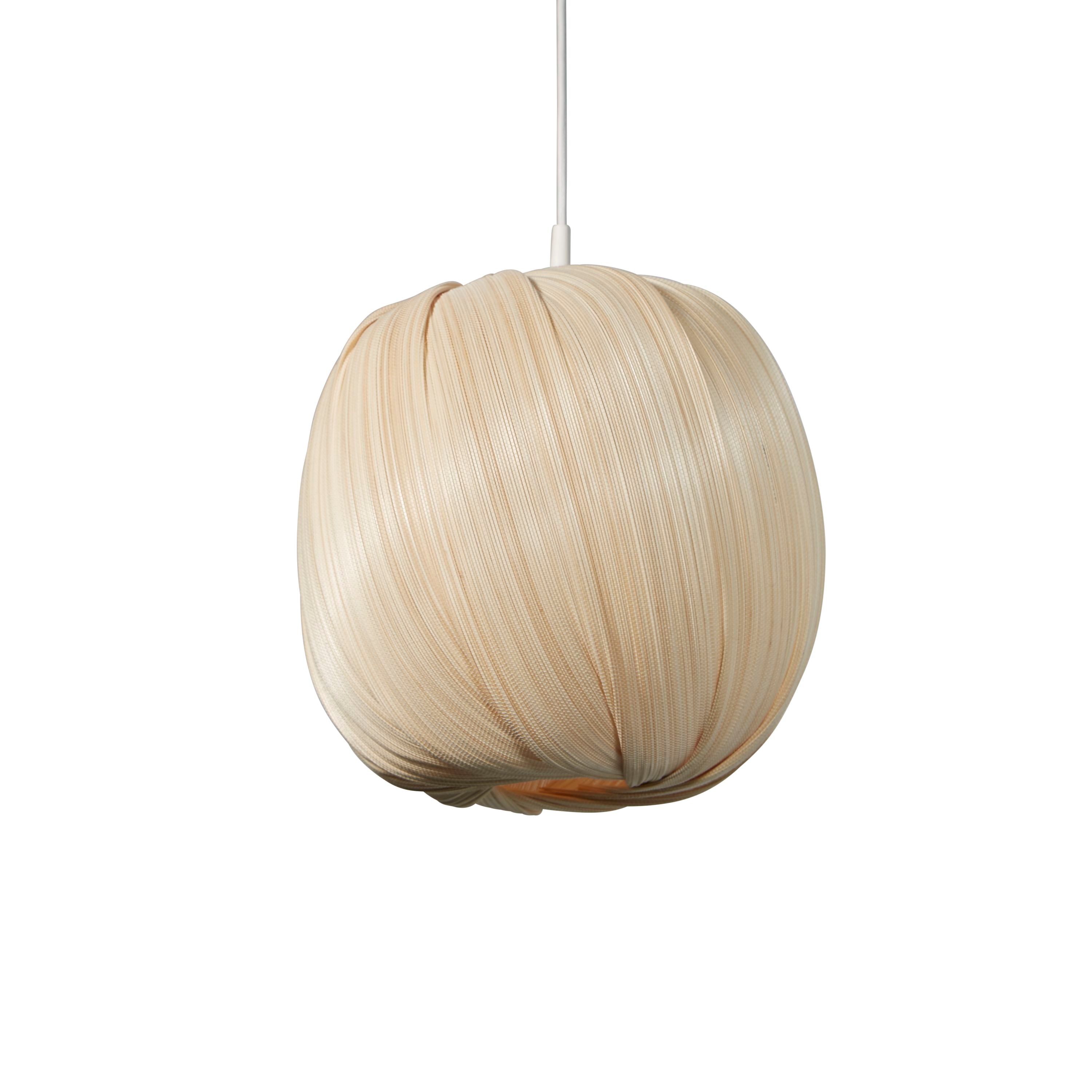 Searchlight natural round bamboo shade, full studio shot from a slightly different angle showing the smooth woven surface