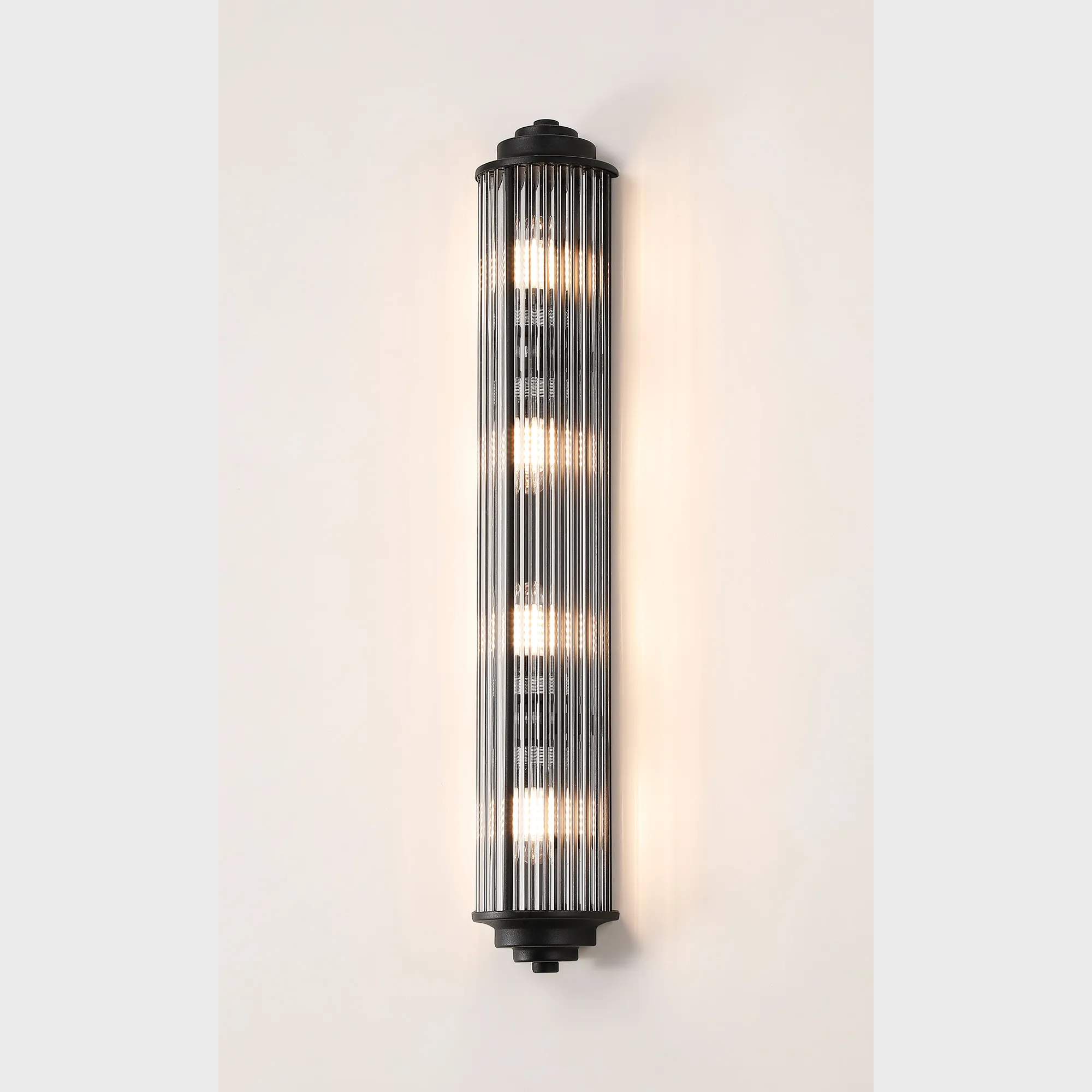 Fabula Wedgewood Large 4 Light Glass Rod Wall Light G9 IP44 - Satin Black
