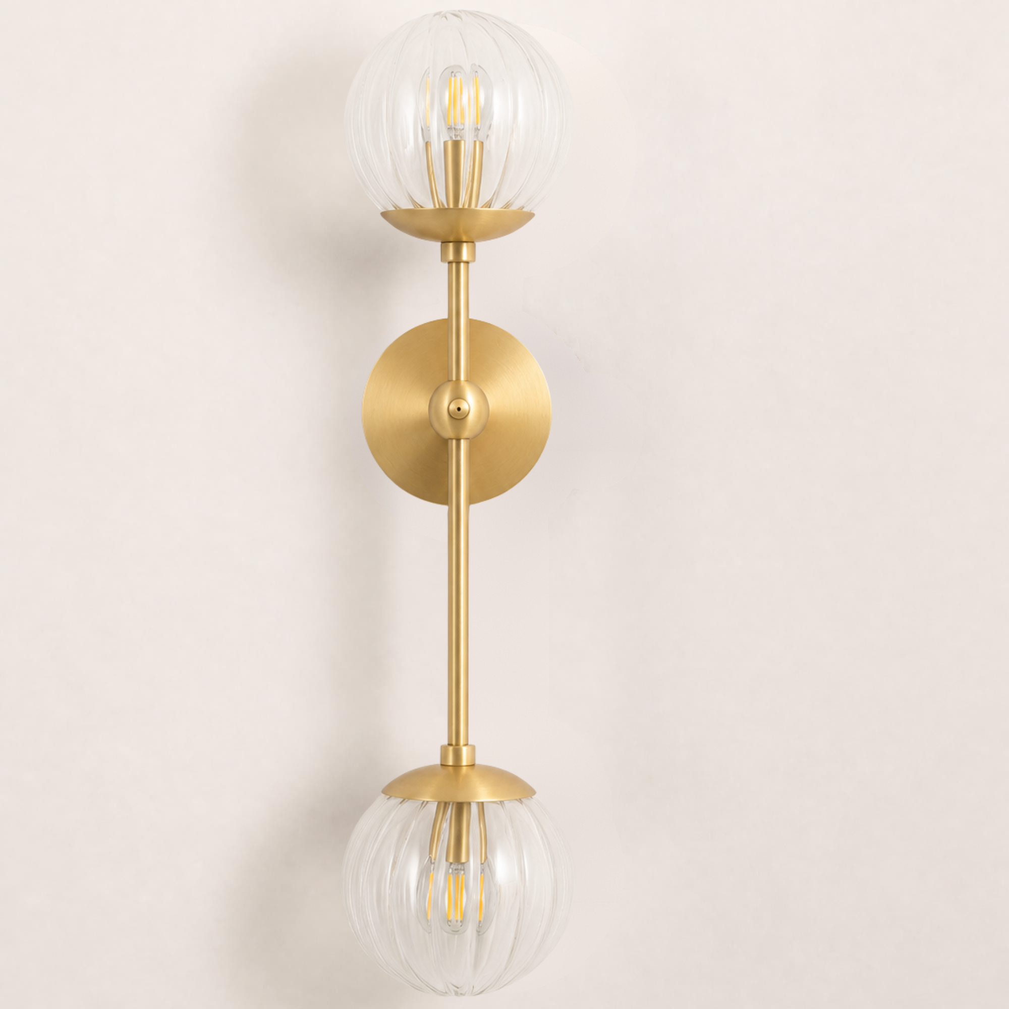 Schwung Armstrong Dual Wall Sconce Light - Dries Ribbon Glass