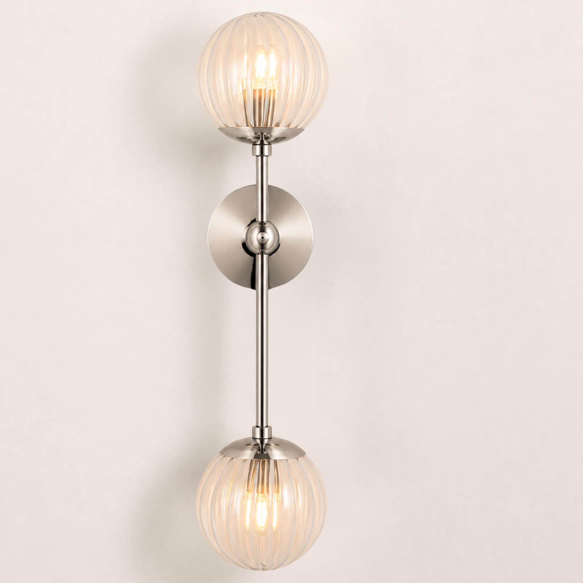 Schwung Armstrong Dual Wall Sconce Light - Dries Ribbon Glass